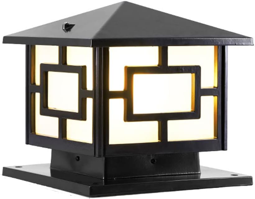 RCIDOS 1-Pack Post Light Outdoor, Aluminum Fence Post Cap Lamp IP54 Waterproof Square Matte Lantern Column Light Villa Light Landscape Lamp Lighting Fixtures for Garden Street Driveway Entryways