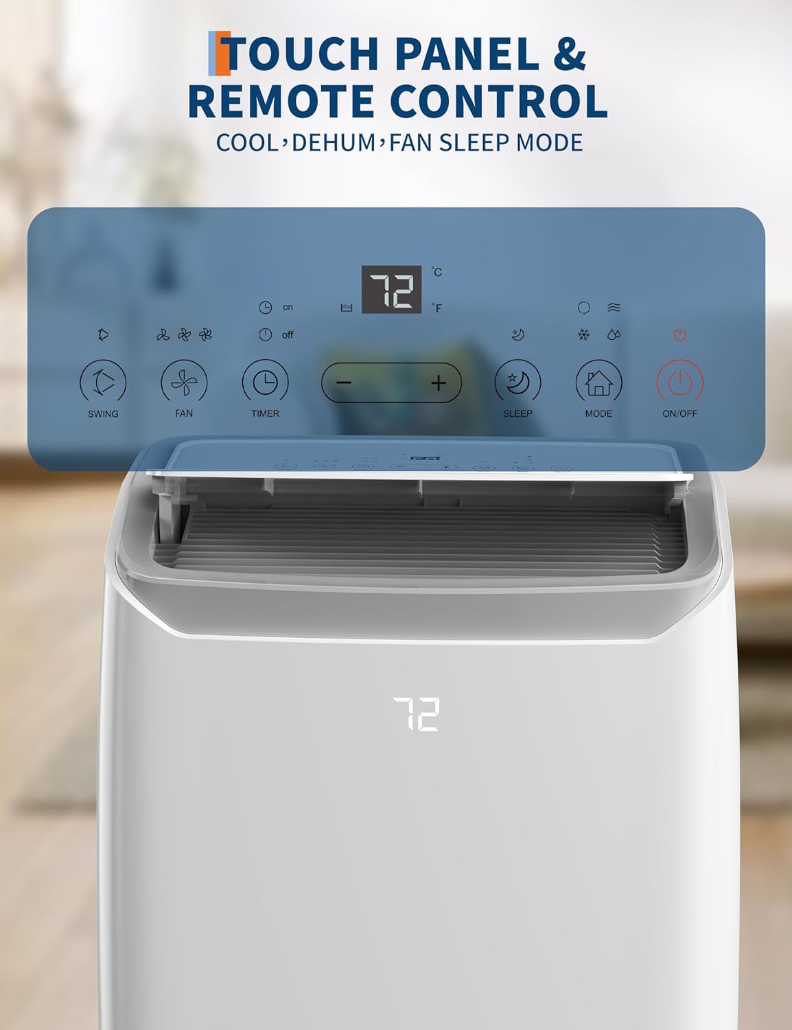 14000 BTU Portable Air Conditioners with Remote Control, 3 in-1 Free Standing Cooling AC Unit with Fan & Dehumidifier, Cools Room up to 750 sq.ft, Smart/Sleep Mode,3 Speed,Auto Swing,24H Timer