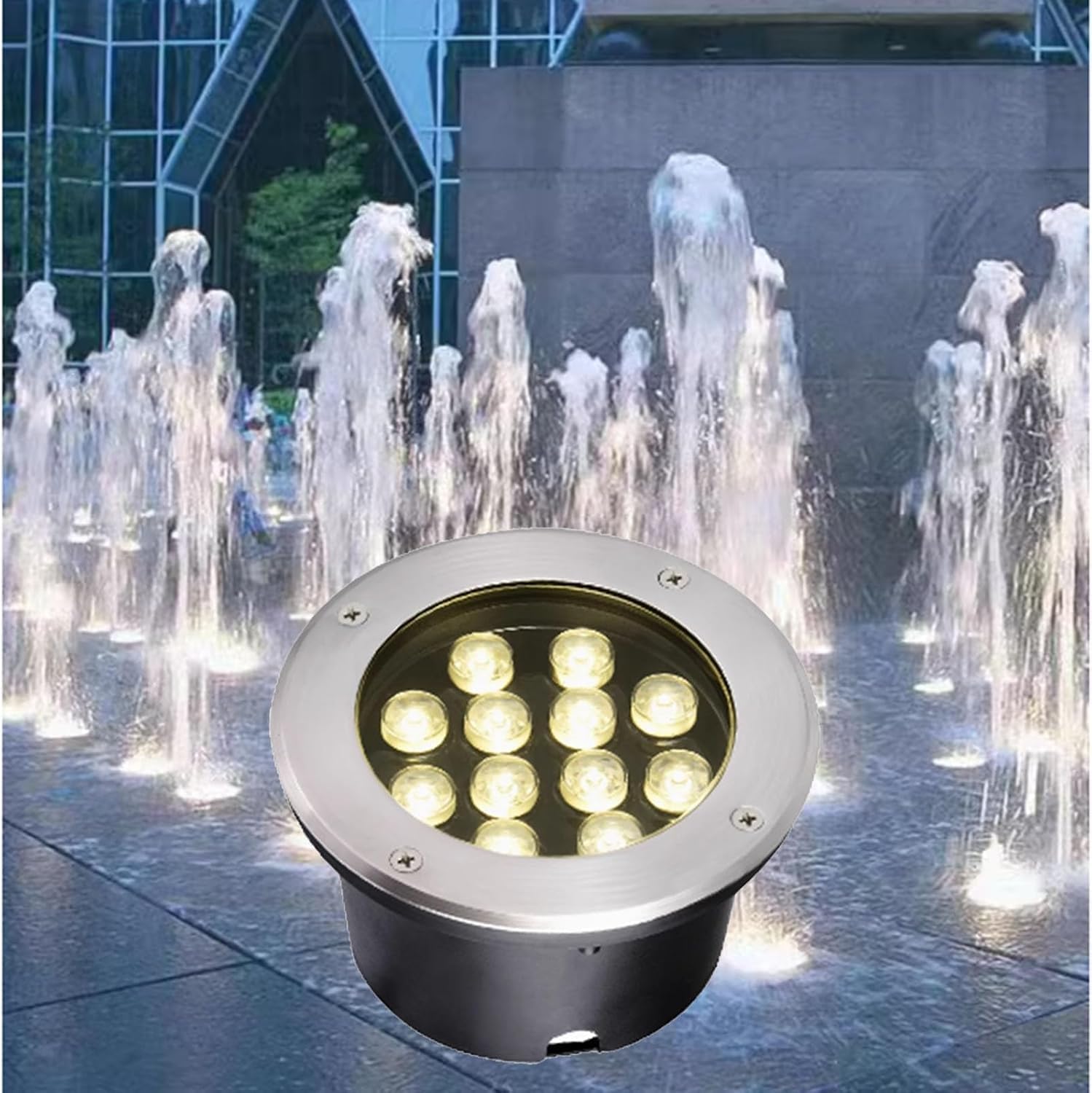 Outdoor LED Spotlight - LED Underwater Lights Fountain Lights, IP68 Embedded Underwater Lights, AC12/24V Low Voltage Round Swimming Pool Wall Lights, Fish Pond Lights Water Feature Lights(White,12V-18