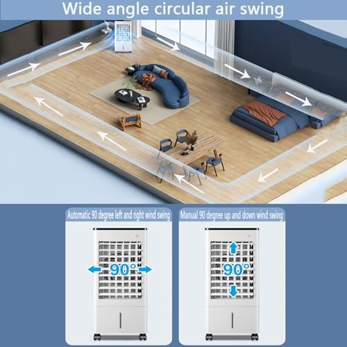 Portable Air Conditioners 3-IN-1 Evaporative Air Cooler with Remote 9LTank 4 Ice Packs 3 Speeds 15H Timer for Smart Auto-off Portable AC Oscillation Swamp Cooler for Bedroom Home Office