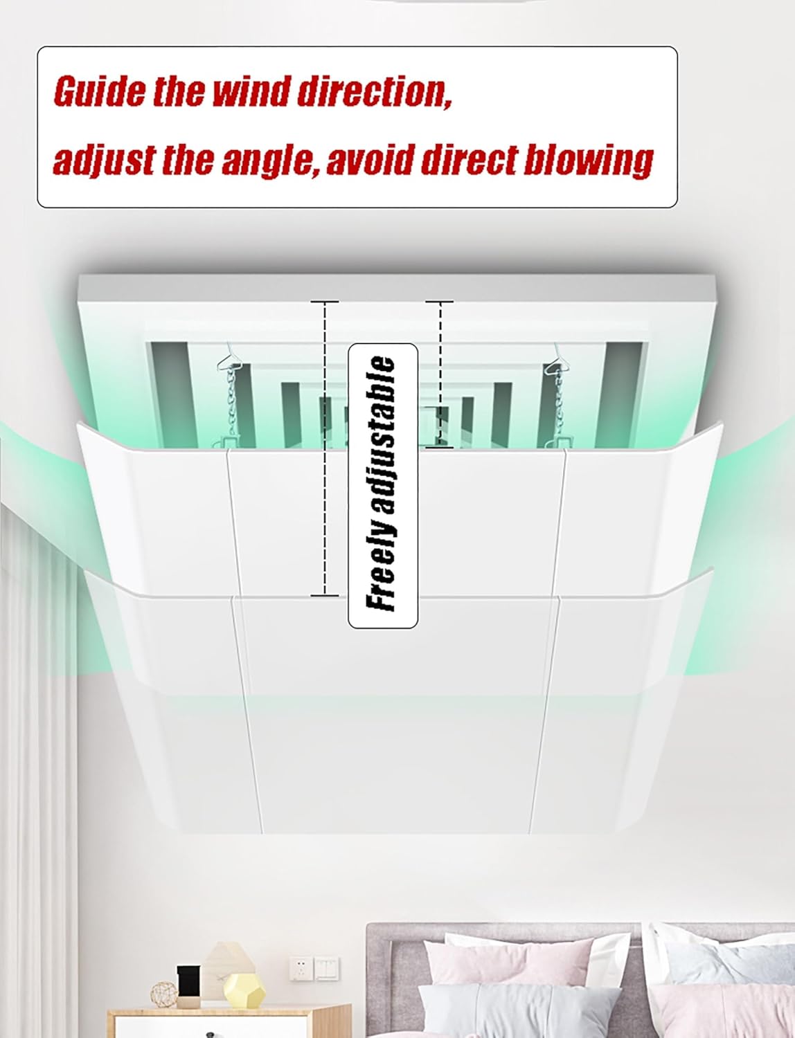 Central Air Vent Deflector, Air Conditioner Deflector, Vent Covers for Home Ceiling, Ceiling Vent Deflector with Hook for Home Office