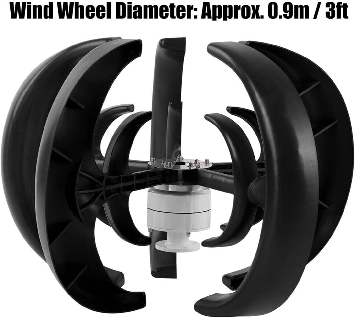 1200W 12V 24V Wind Turbine Generator+MPPT Controller Lantern Vertical Low Wind Speed Starts Home Street Lights 5 Blades Wind Power Generator Kit (Color : Black A, Size : 12v)