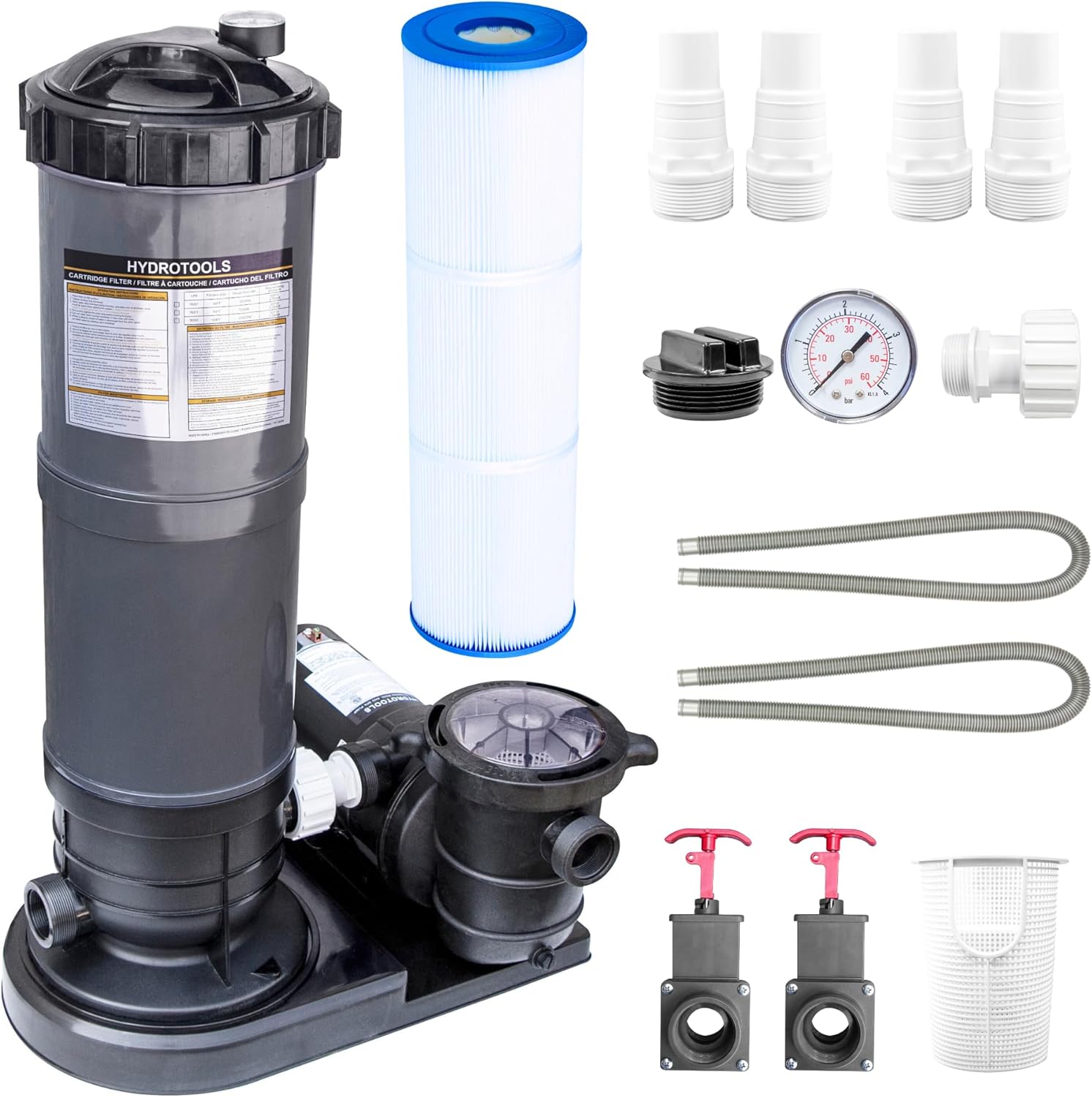 SWIMLINE HYDROTOOLS Model 76051 Sure-Flo Above-Ground Pool Cartridge Filter System - 50 Sq. Ft. Filtration Area, 0.54 THP, 3,720 GPH, 110V/60Hz Single Speed Pump for Pools up to 15,600 Gallons