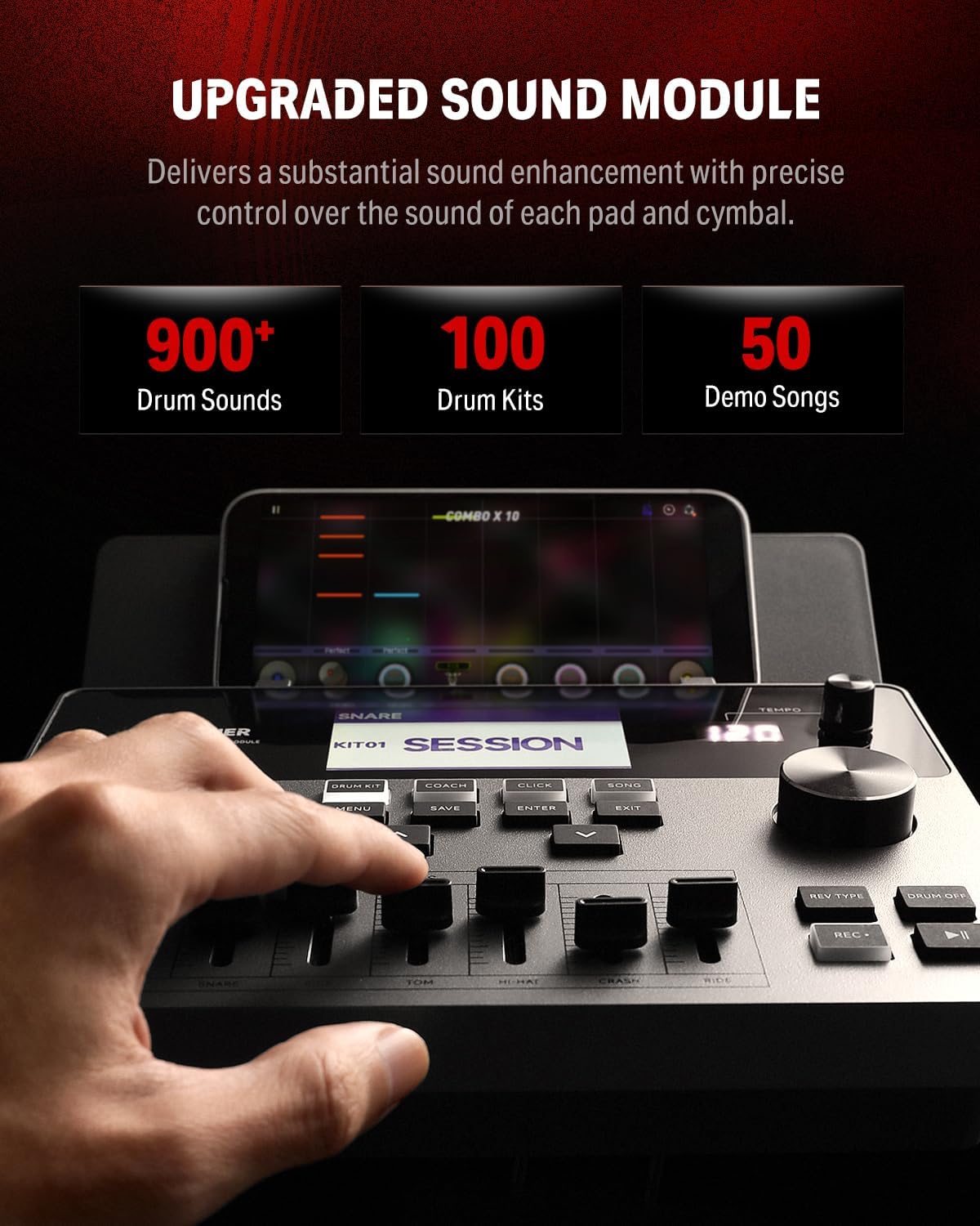 Donner Mini Electric Drum Amp 20W, Wireless Electronic Drum Amplifier Keyboard Speaker DDA-20 & DED-300X Electronic Drum Set, Electric Drum Kit with 10