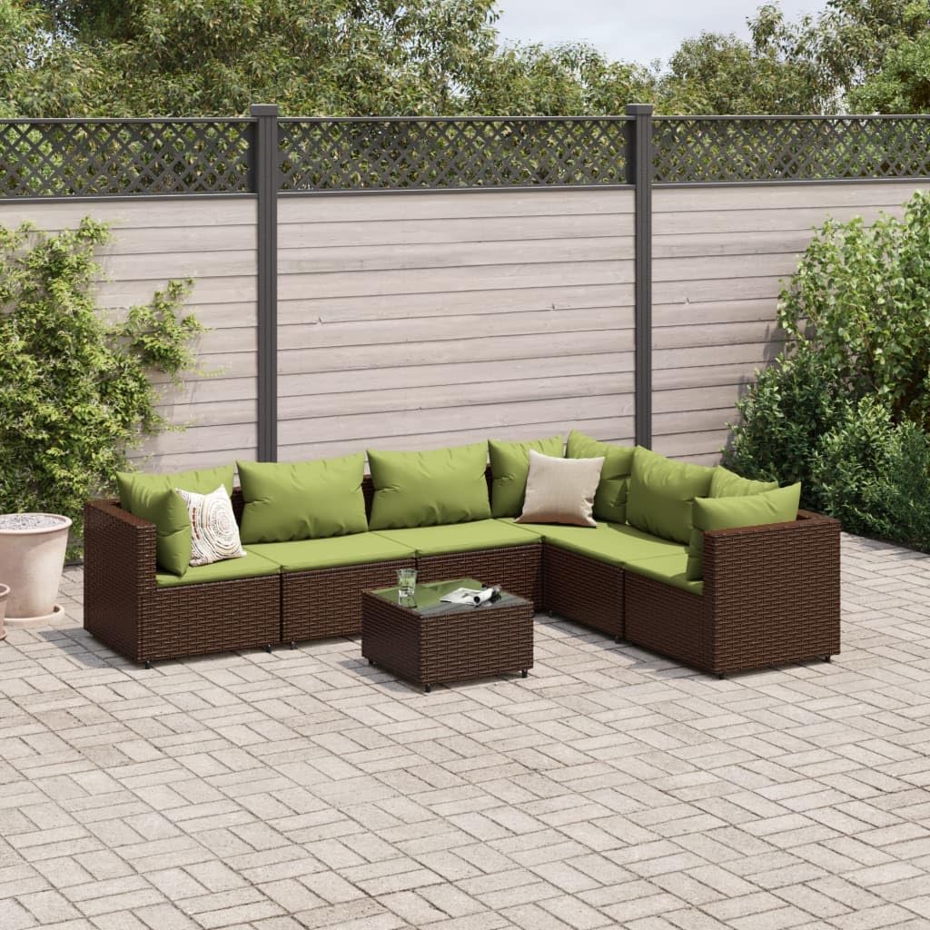 Furniture Sets 7 Piece Patio Lounge Set with Cushions Brown Poly Rattan,Comfortable and Durable Garden Lounge Set with Modular Design for Outdoor Relaxation Garden Conversation Sets