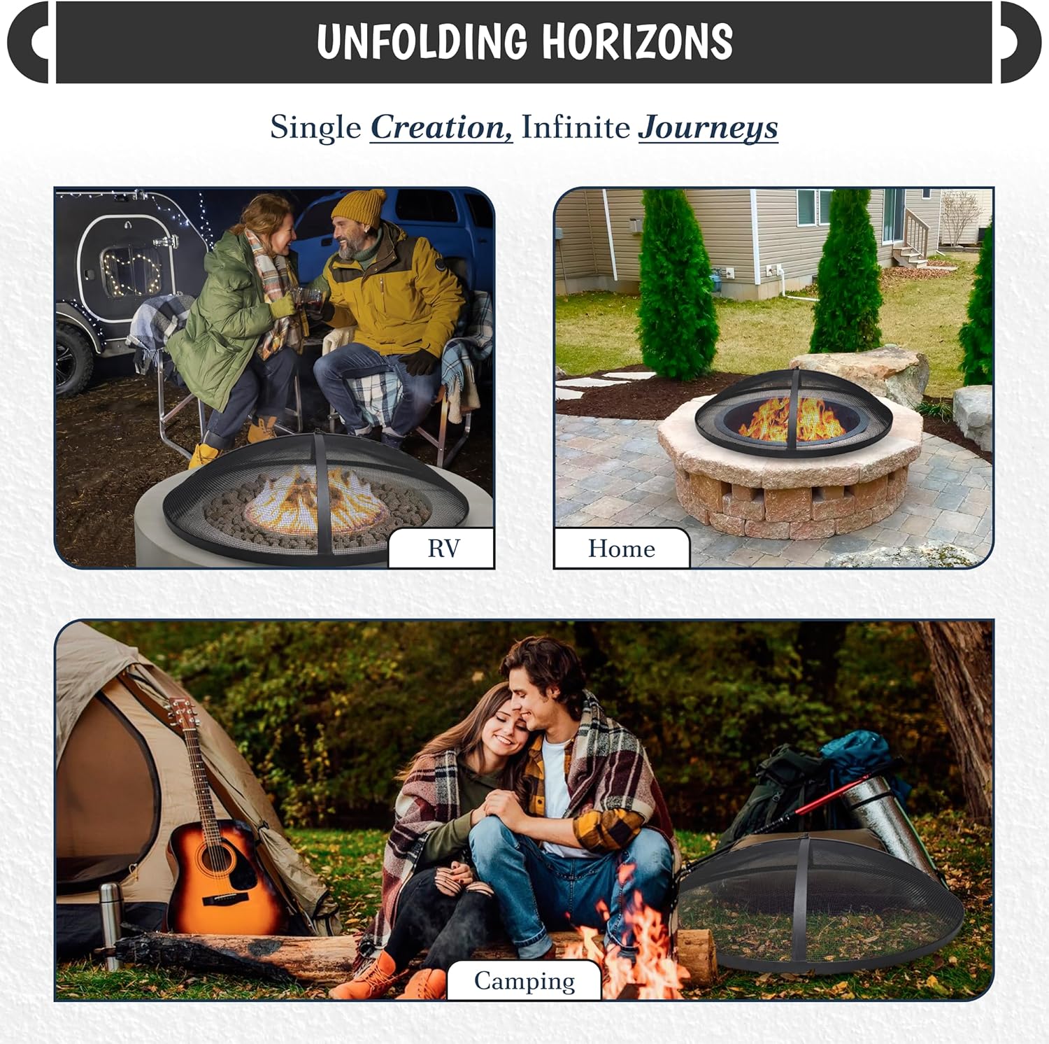 Fire Pit Spark Screen- Heavy Duty Fire Pit Screen 36 Inch Round with Hook Handle—Powder Coated Domed Outdoor Round Patio Mesh Firepit Screens Guard for Outdoor/Patio/Backyard/RV Camping/Beach