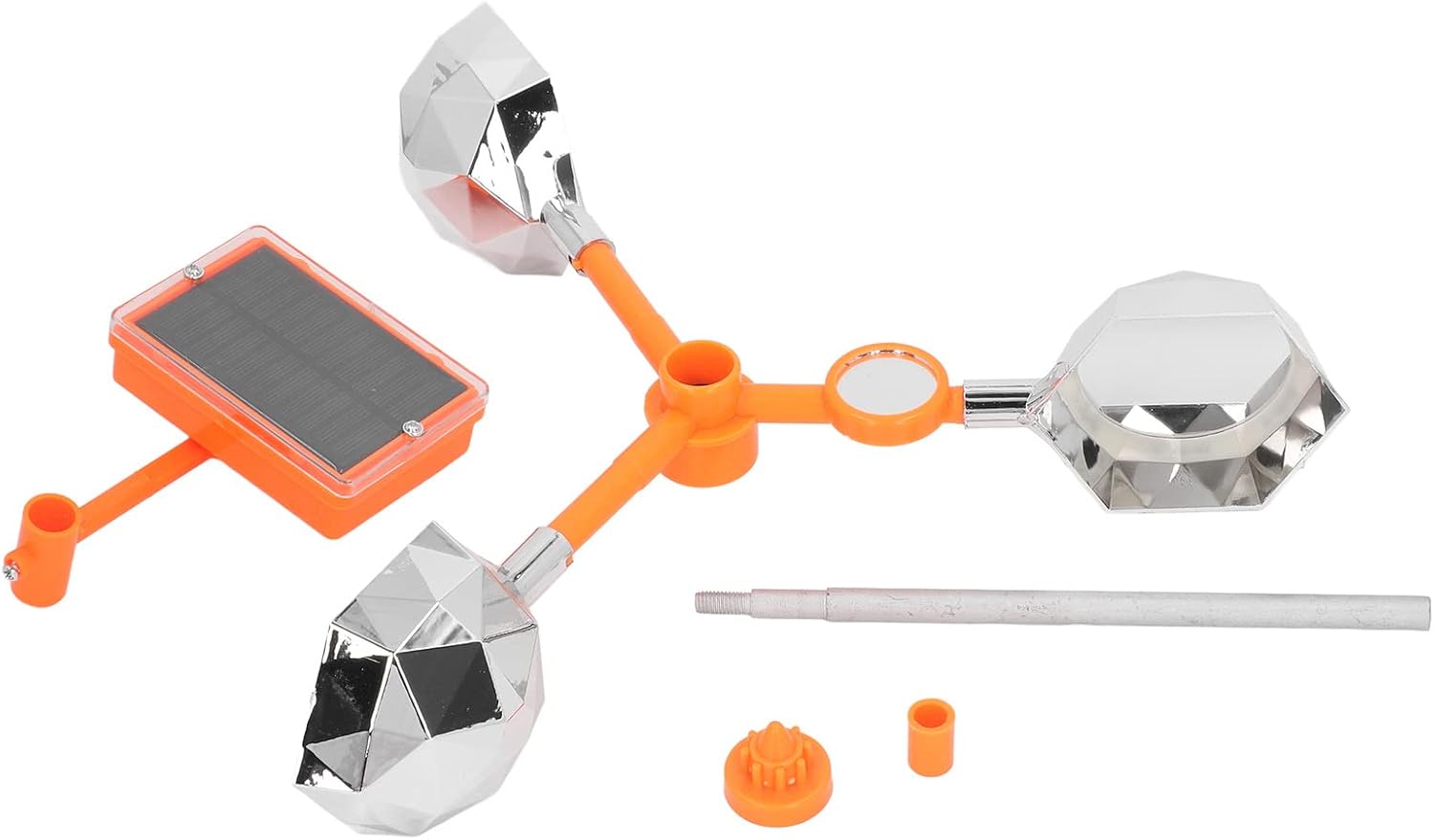 6Pcs Solar Wind Powered Bird Flashing Deterrent 360° Reflection 68mm Mirror 410mm Rotation Diameter Rain Proof Design