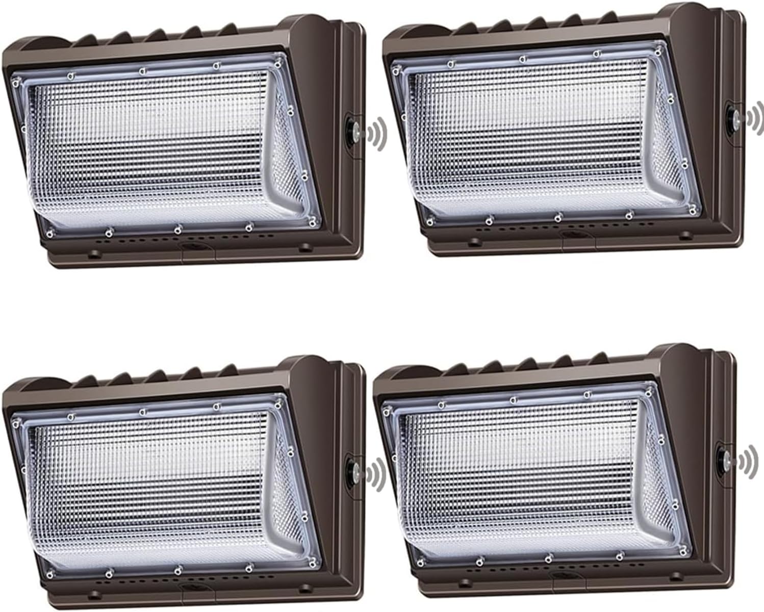 ledmo 150W Wall Pack Lights Outdoor LED Security Light with Photocell 5000K 4 Pack Dusk to Dawn IP65 Commercial Exterior Lighting Fixture 21000lm 100-277V Equivalent,Wall Mount for Backyard,Parking