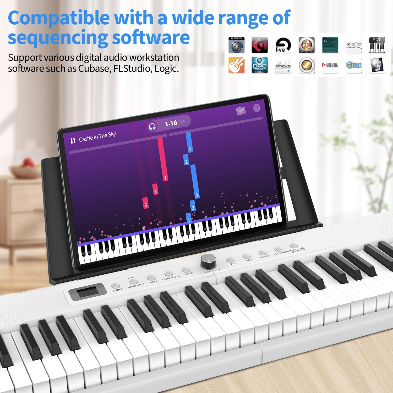 88 Key Piano Keyboard, Semi Weighted Electronic Digital Piano with Music Stand, Power Supply, Sustain Pedal, Bluetooth, Stand, MIDI, for Beginner Professional at Home, Stage