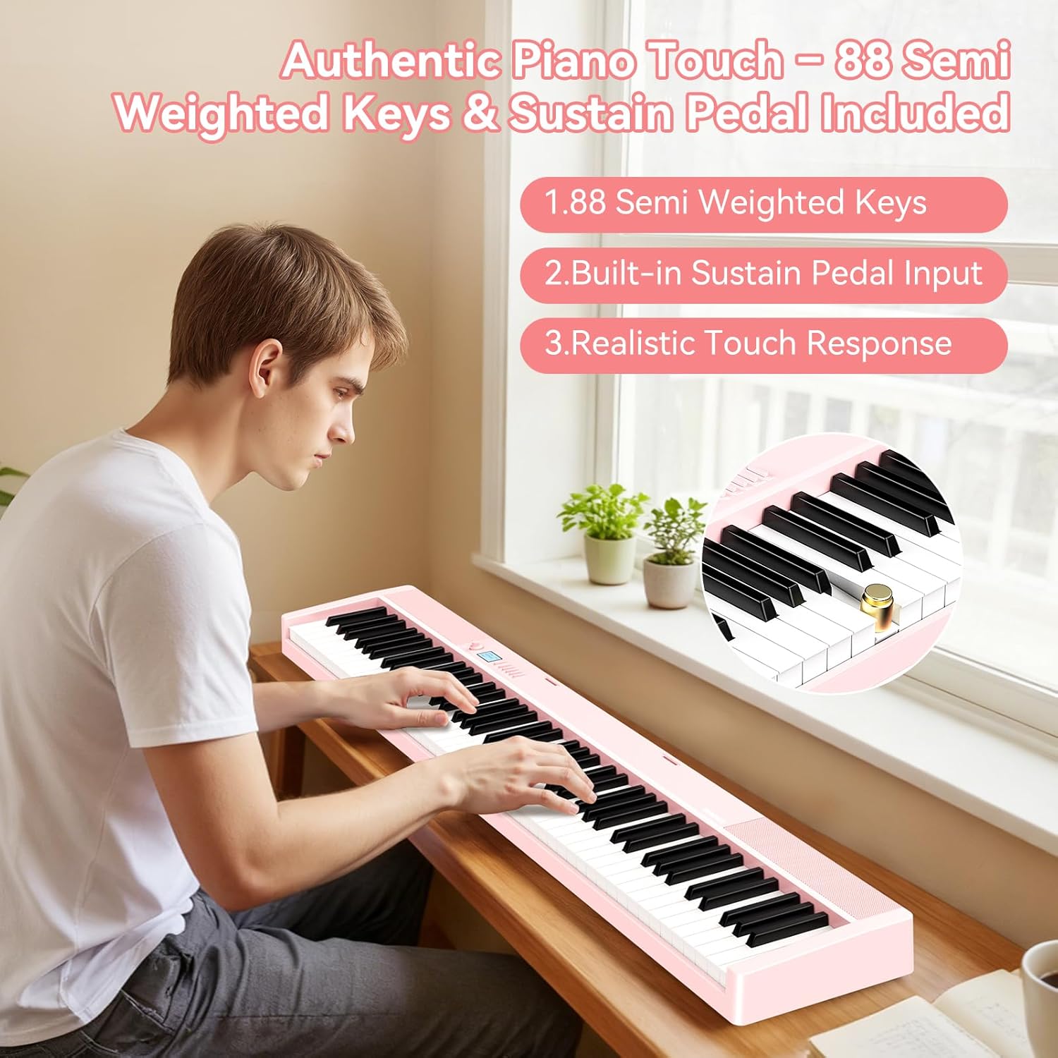 Piano Keyboard 88 Keys Foldable: Folding Digital Piano Portable with 88 key Weighted Keys TERENCE Bluetooth MIDI APP Learning & Carrying Case for Adults Beginners