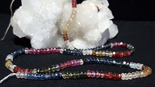 natural multi color umba sapphire micro faceted rondelle beads 4 to 4.5mm 18 in.