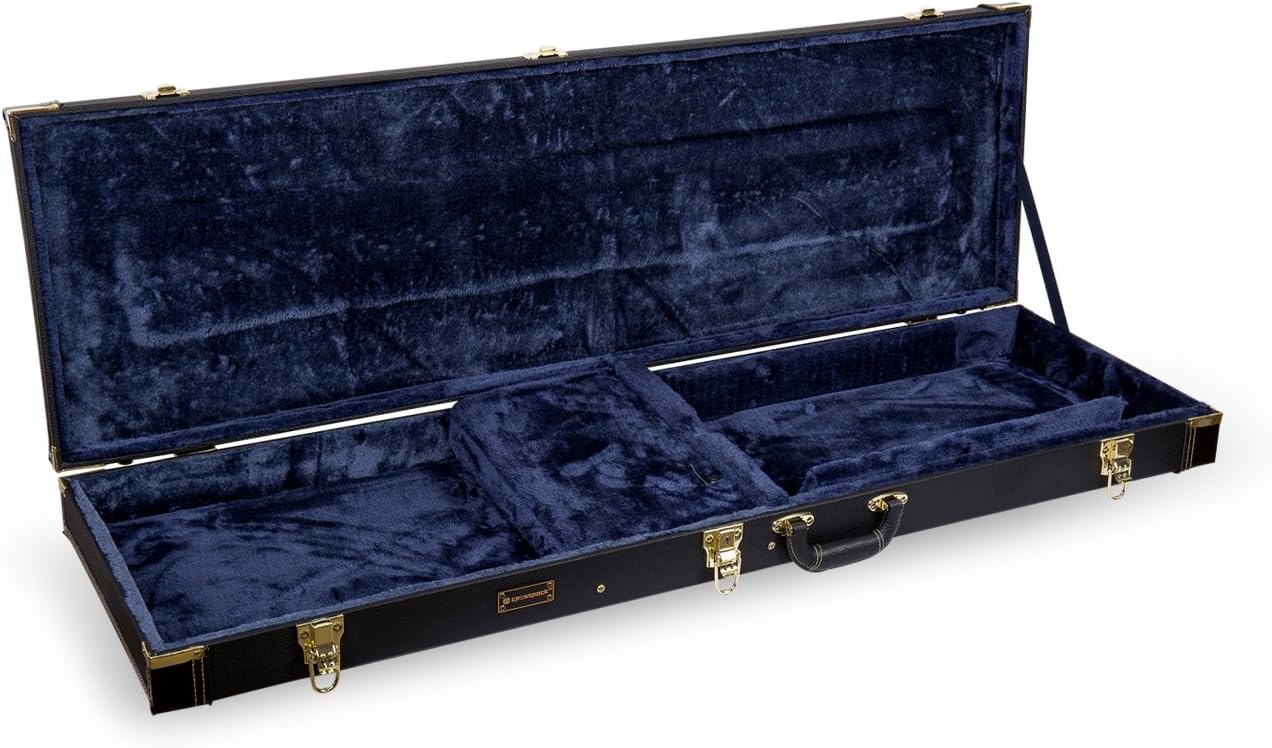 Crossrock Wooden Case for Electric bass Guitars,Black (CRW620BBK)