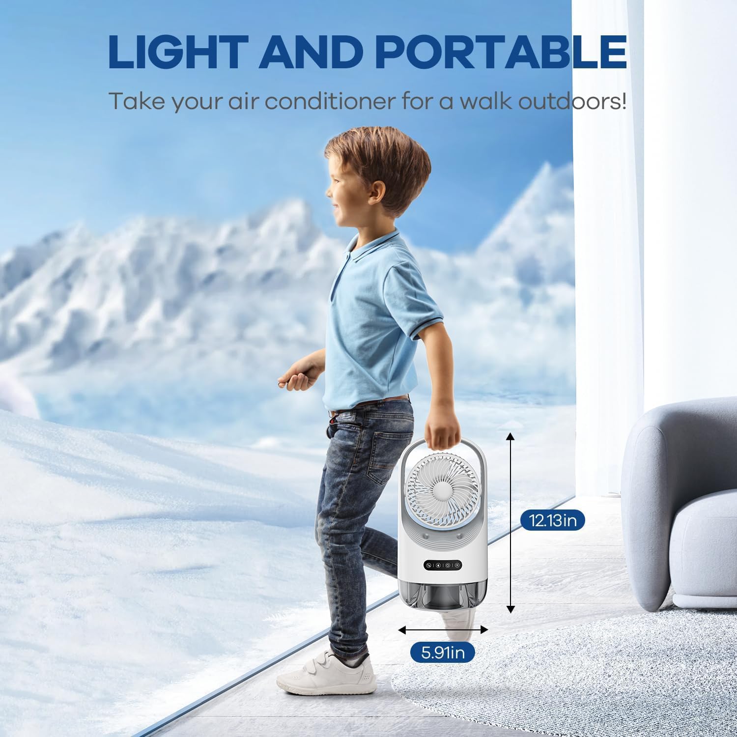 BAIWU Portable Air Conditioners Mini Air Conditioner with 120° Autorotation,Air Conditioner with 7-color night light and force 3 winds, Air Cooler with Office, Bedroom, Room, Home & Camping, CF125