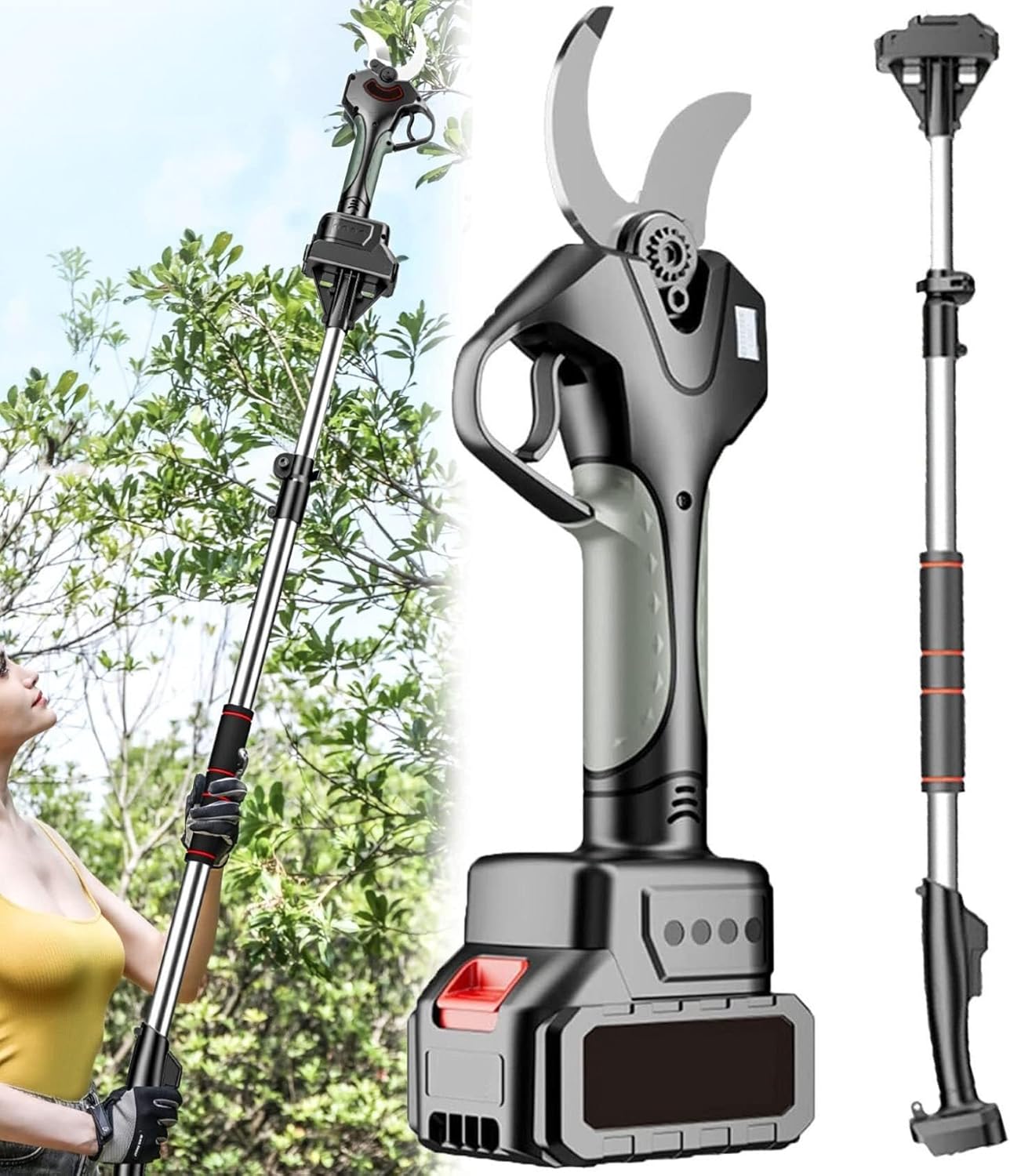 Cordless Pruning Shears, Electric Pruner Tool, LCD Display Screen, Electric Pruning Shears Li-ion Scissors Cordless Secateurs 1-78mm Cutting Diameter with Rechargeable Battery ( Color : 1battery )