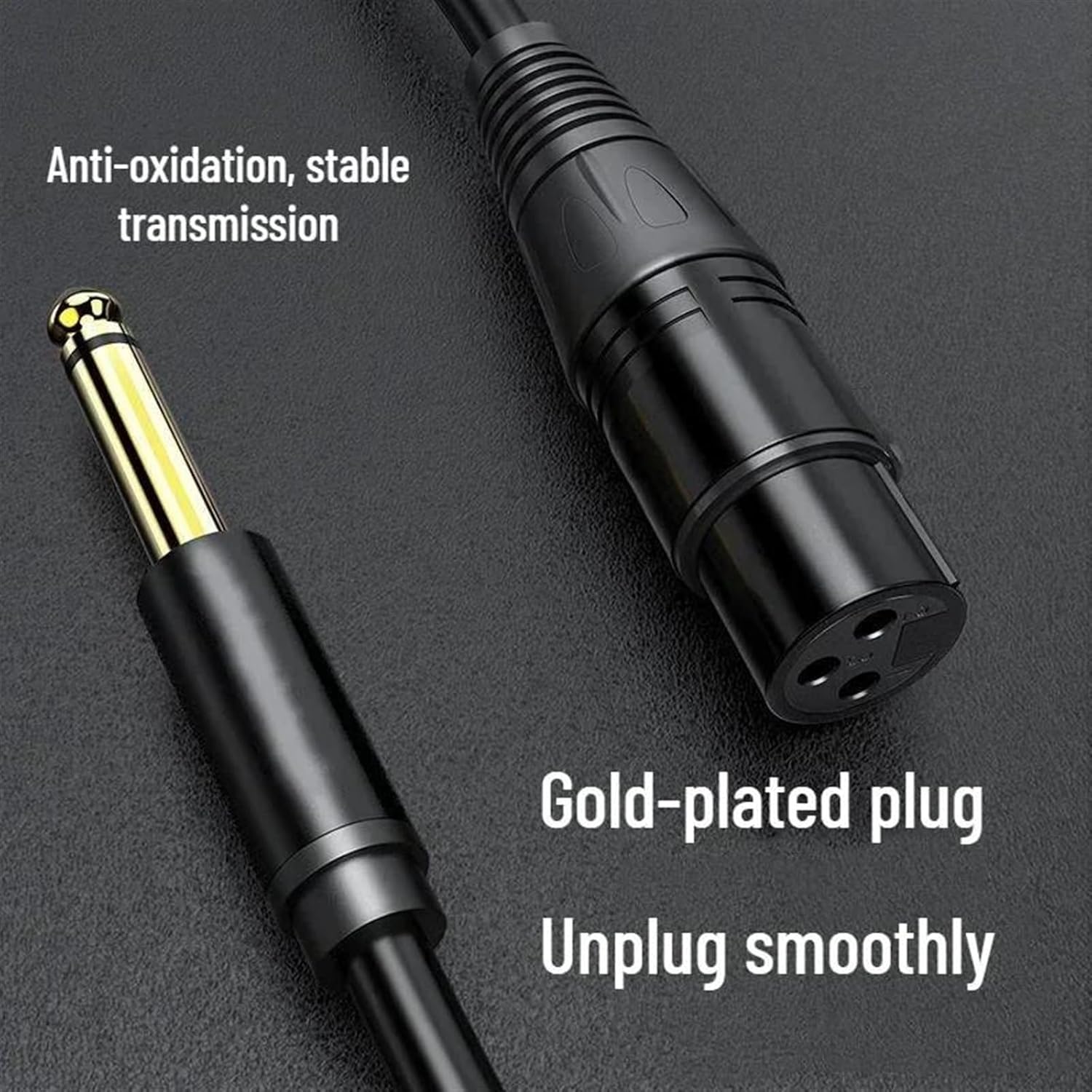 Pro Audio Cable 6.35mm to XLR Microphone Speakers HiFi Cable 3pin Female to 6.5mm Male for Mixer Guitar Stereo Power Amplifier(Black-TRS,12m)