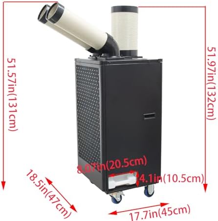 INTSUPERMAI Industrial Air Conditioner Mobile Spot Cooler Air Conditioner Workshop Post Cooling Air Conditioners Two Outlets Mobile Outdoor Cooling Aircon Black Color 220V 550m³/h