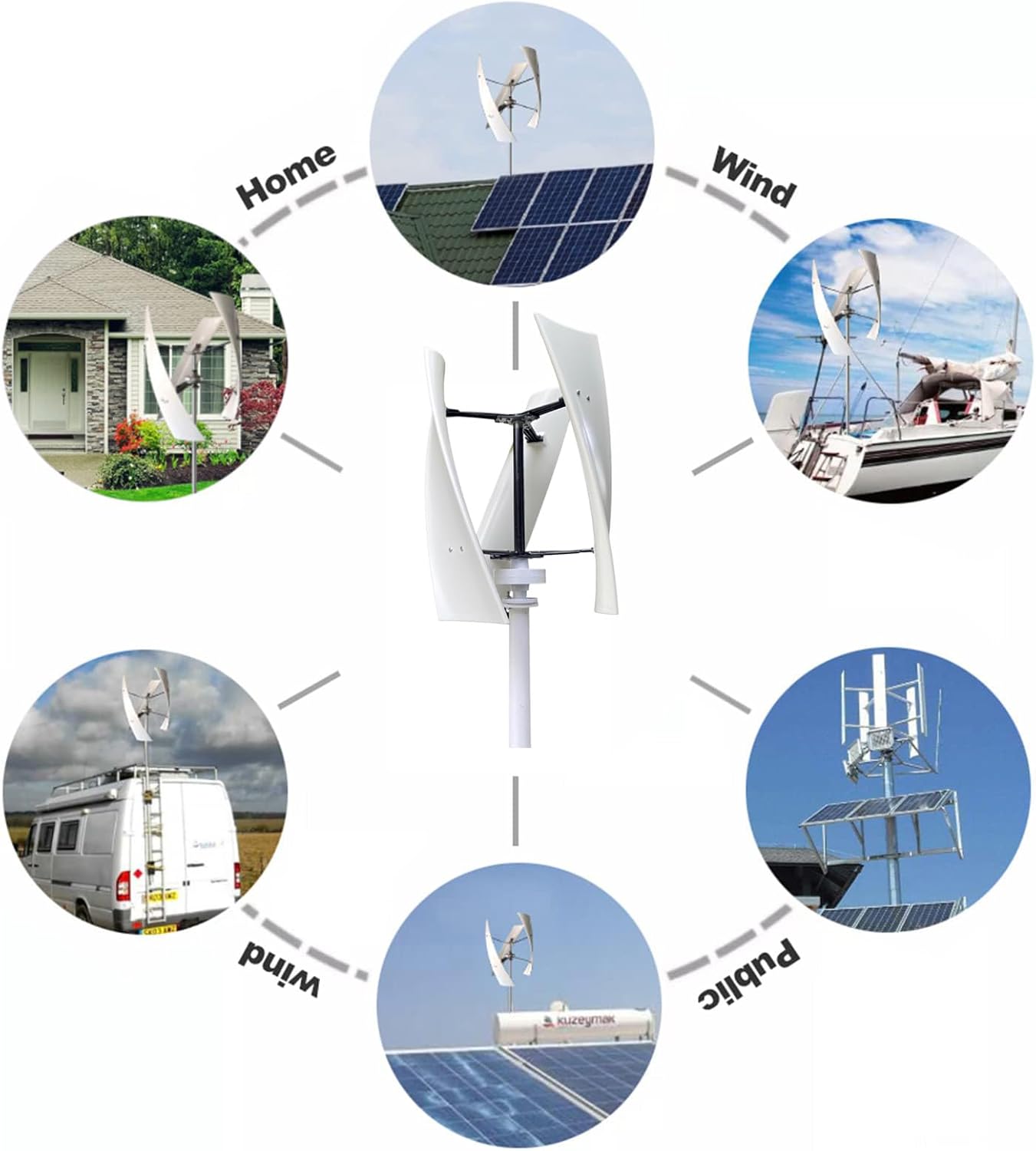 DC12V 24V 48V 12000W Wind Turbine Generator Kit, Vertical Axis Wind Generator Kit Electricity Producer Equipment for Home, Boat, Marine, Monitoring, Street Lighting and More Solar,12V