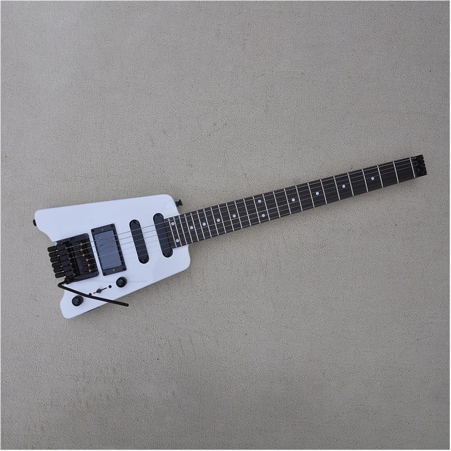 24 Frets 39 Inches White Headless Electric Guitar with Tremolo Bar Rosewood Fretboard Professional Headless Guitar