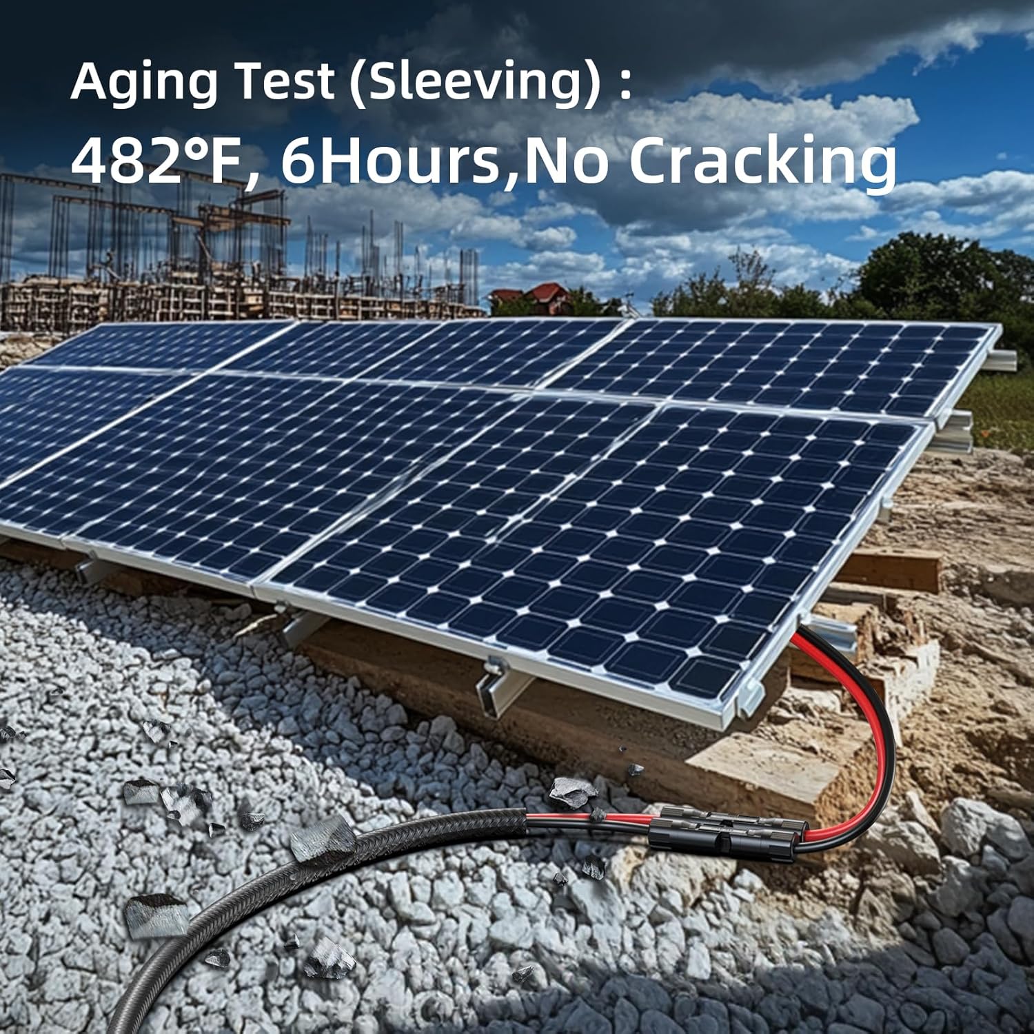 Bateria Power 1 Pair 50FT Solar Cables, 10 Gauge Solar Extension Cable with IP68 Female & Male Waterproof Connectors and Dust Caps for RV, Photovoltaic Systems