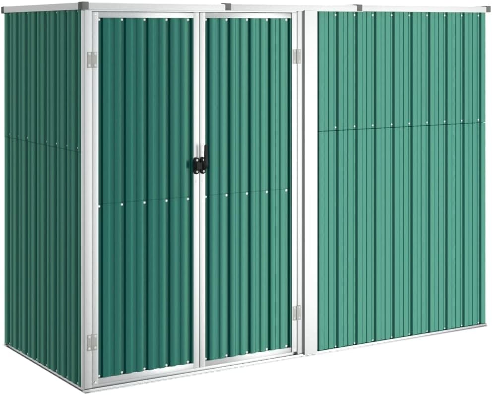 Large Garden Tool Shed, Galvanized Steel Outdoor Storage Shed with Lock, 88.6 x 35.0 x 63.4 Inches, Green, for Backyard Patio Lawn and Garden Tools Organization