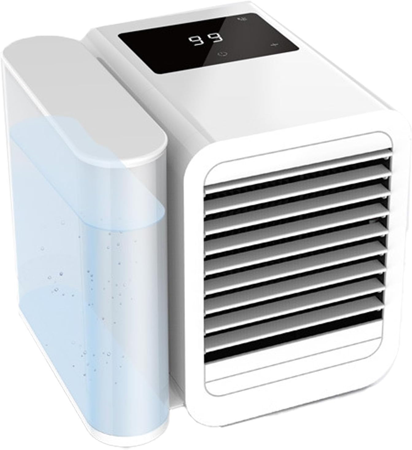 Hyuduo Portable Air Conditioner Cooling Fan, 3-in-1 Mini Air Conditioner with Adjustable Wind Speed and USB Type C Interface, 7 Color LED Lights, Low Noise Desktop Air Coolers