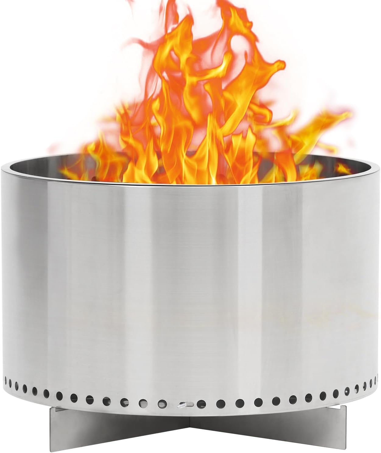 Smokeless Firepit 20.5Inch Portable Outdoor Fire Pit with Removable Ash Base, Stainless Steel Wood Burning Fireplace for Camping, Outside, Bonfire, Backyard and Patio
