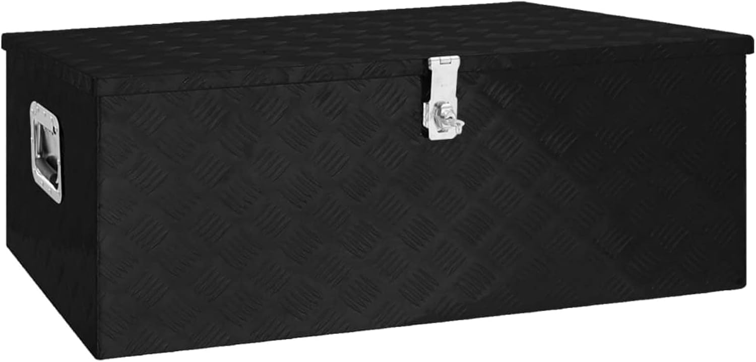 Aluminum Storage Box, Durable Lockable Outdoor Deck Box with Practical Handle, 39.4inx21.7inx14.6in for Patio, Garage, and Camping