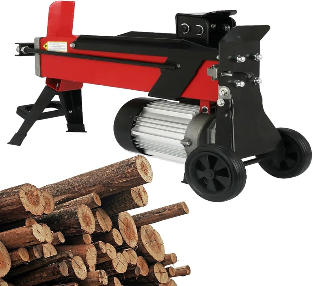Electric Log Splitter, 8 Tons Splitting Power, Feller for 35cm Diameter Wood, Ideal for Firewood Forestry Harvest - with Foot Switch, Cross Head, 55cm Length