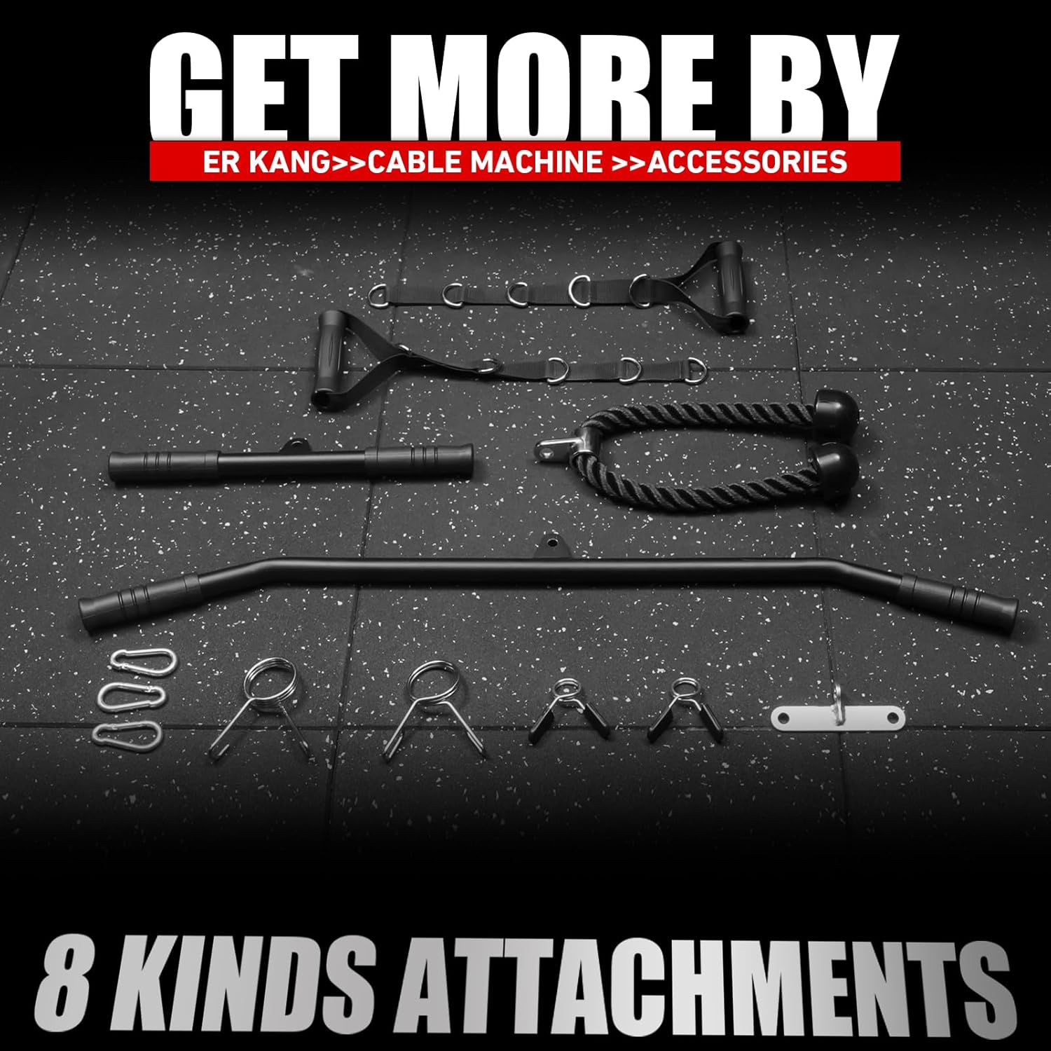 ER Kang Cable Station Wall Mount, 18in Pulley Tower, Dual Pulley System, High & Low Cable Machine, LAT Pull-Down & Row Tower with Flip-Up Footplate, Home Gym Cable Crossover, Black