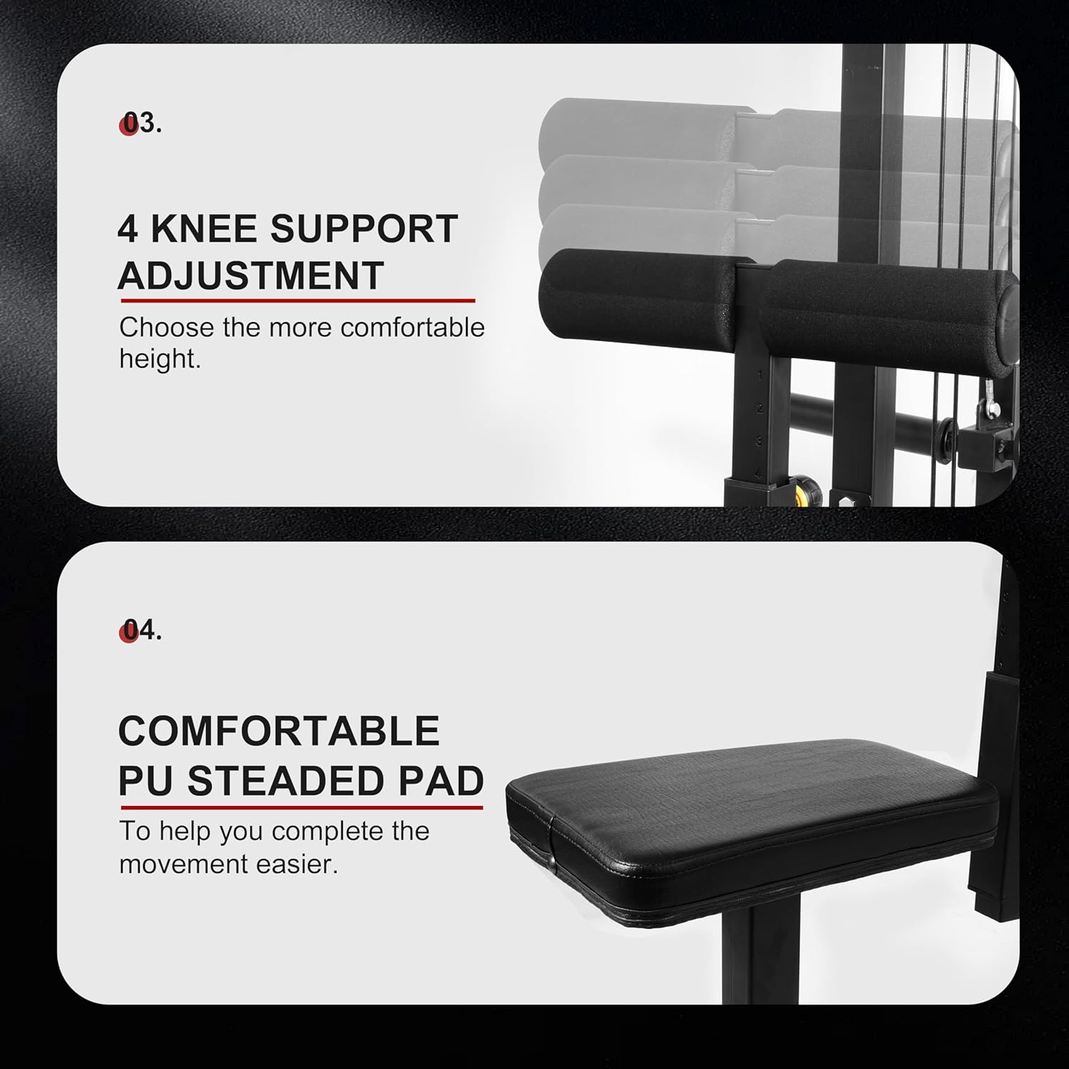 Fitvids LAT All-in-one Machine with High and Low Pulley Station, LAT PullDown and LAT Row Cable Machine, LAT Tower with Adjustable Leg Support for Home Gym Total Body Training