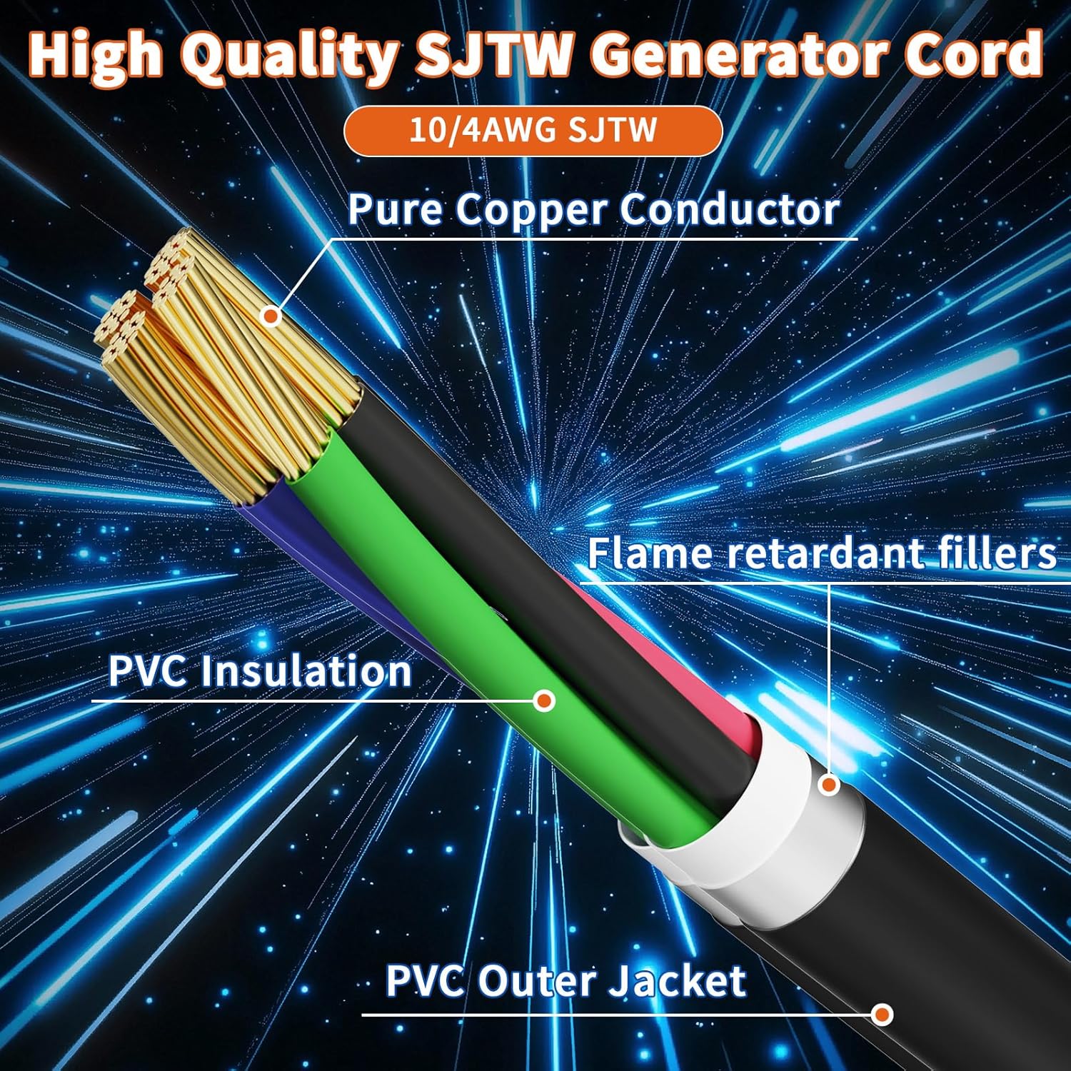 30 Amp Generator Cord and Power Inlet Box, 50FT 125V/250V 4 Prong SJTW Generator Extension Cord, Pre-Drilled 30 Amp Inlet Box Interlock Kit NEMA L14-30P to L14-30R Twist Locking ETL Listed