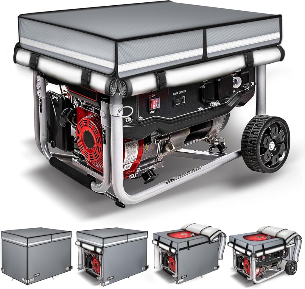 Running Generator Cover, Running Generator Cover, 38x28x27 inch, Top Can Be Opened, 100% Heavy Duty Waterproof Oxford Fabric. Suitable for most generators over 10,000 watts. Gray