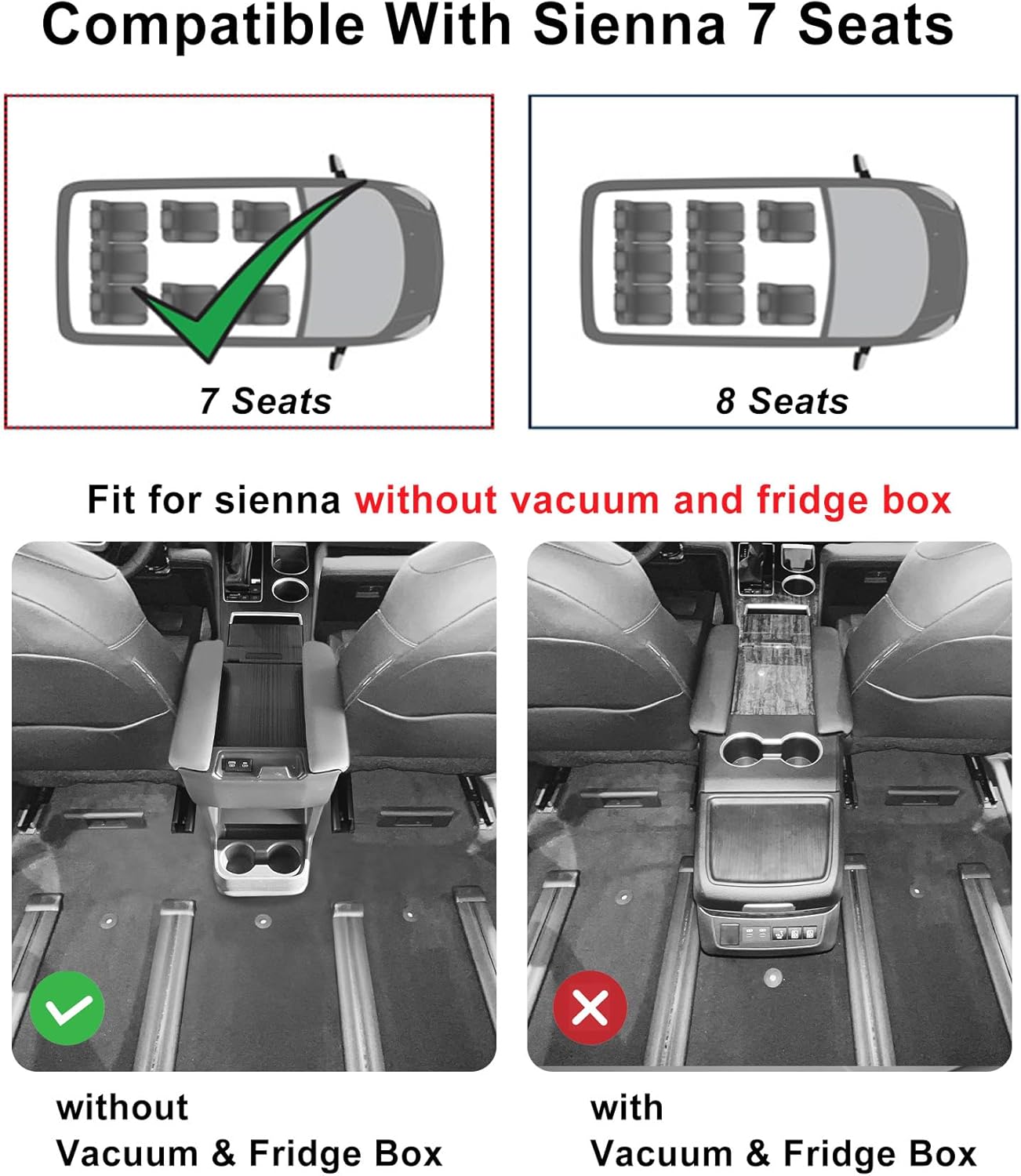 2021-2025 Sienna Floor Mats 7-Seat Compatible with Toyota Sienna (without Vacuum & Fridge Box) - Custom Fit TPE 3 Row Floor Liners - All Weather Floor Mats for Toyota Sienna Accessories 2021-2024 2025