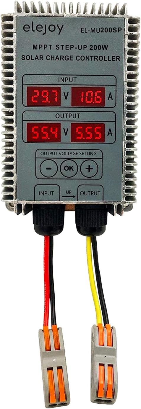 25 Amp 24/36/48/58.4V Boost Step-UP ↗ MPPT Solar Charge Controllers | Waterproof Outdoor Adjustable Output Lithium LiFePO4 Battery | LED Display | Boat Marine RV Golf Cart eBike | IP65 (400W)