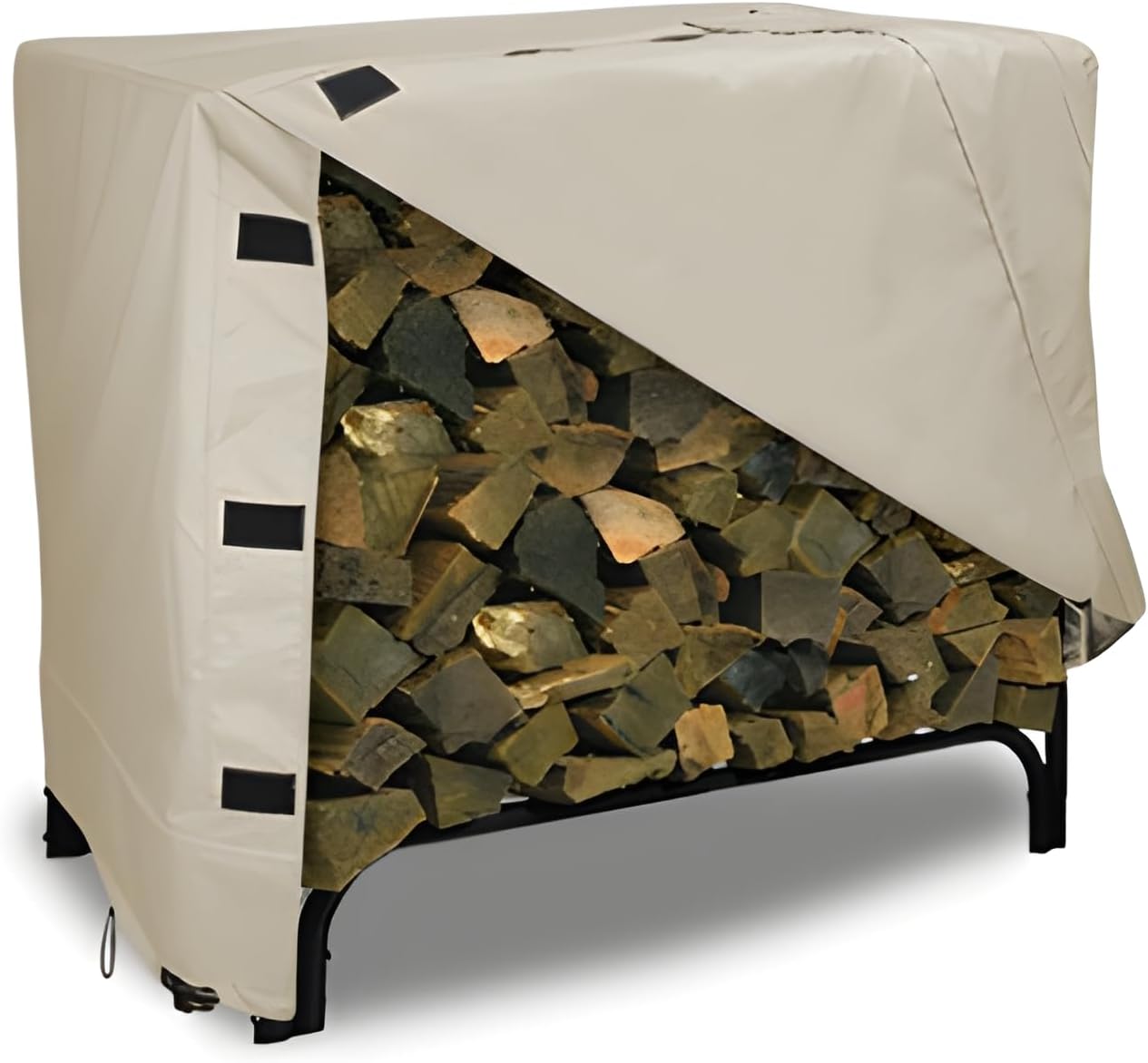 Eevelle Patio Log Rack Cover Made with Marinex Marine Grade Fabric - Waterproof - Durable Firewood Storage Large Log Rack Covers - Weather Protection - (42