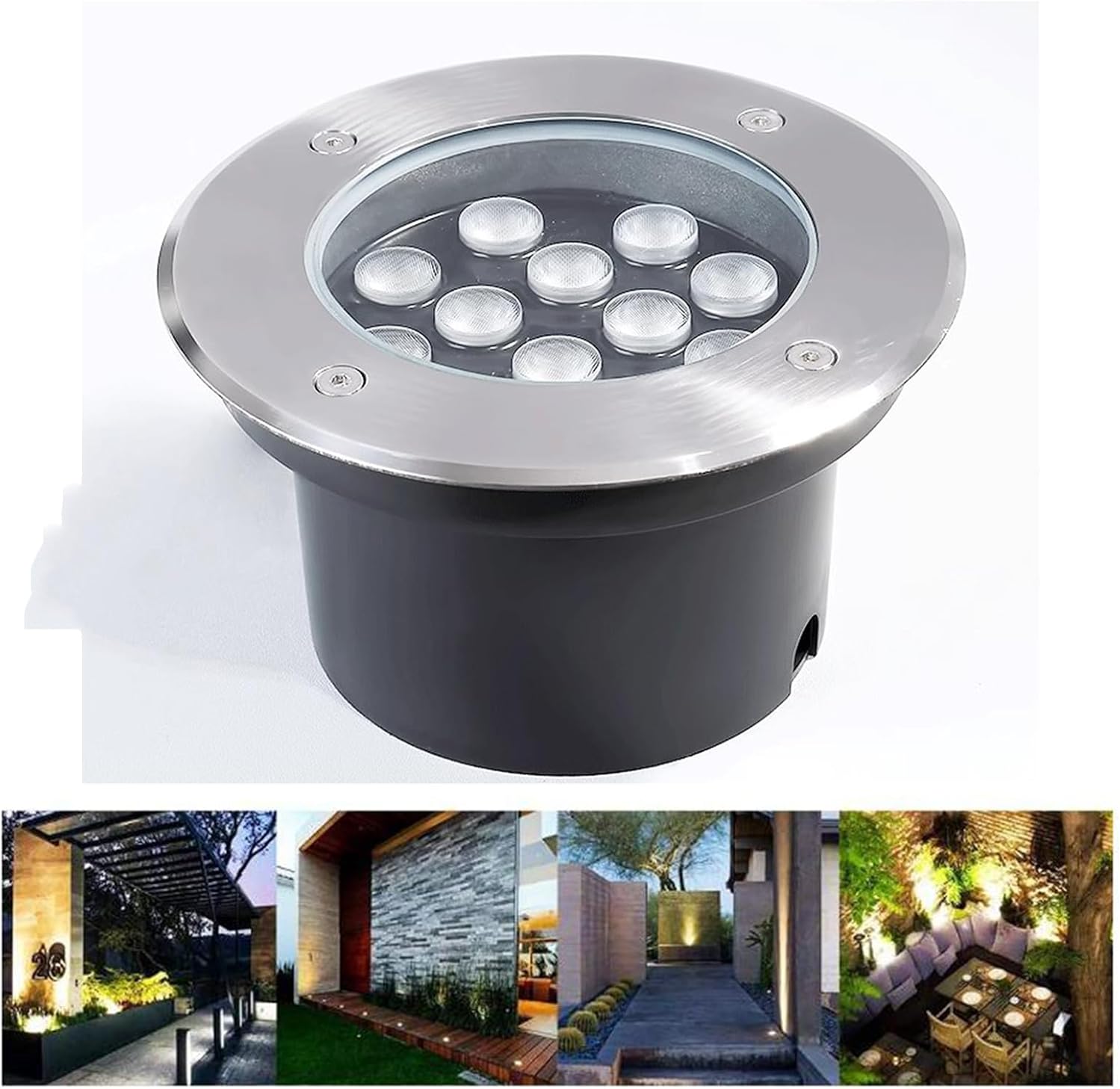 Garden In-ground Light Recessed Round IP66 Waterproof Well Lights AC85-110V for Outdoor Deck Step Driveway Pathway Landscape Light