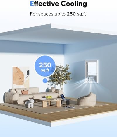 6000 BTU Small Window Air Conditioner with WiFi, Cools 250 Sq. Ft., App, Remote Control, 24H Timer&Sleep Mode, Energy Saving Window AC Unit,Easy Install Kit for Bedroom, Living Room, white