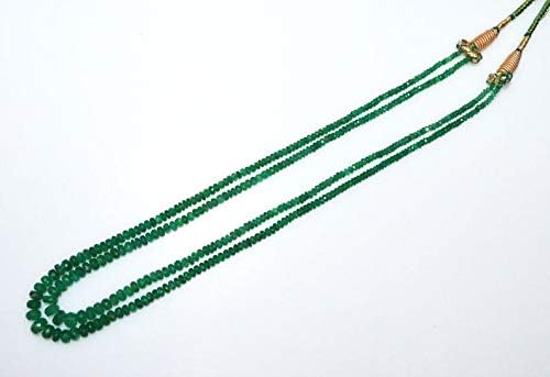 finest 2 line natural emerald faceted rondelle necklace, emerald faceted rondelle beads, 2.50-6.50 mm, 16