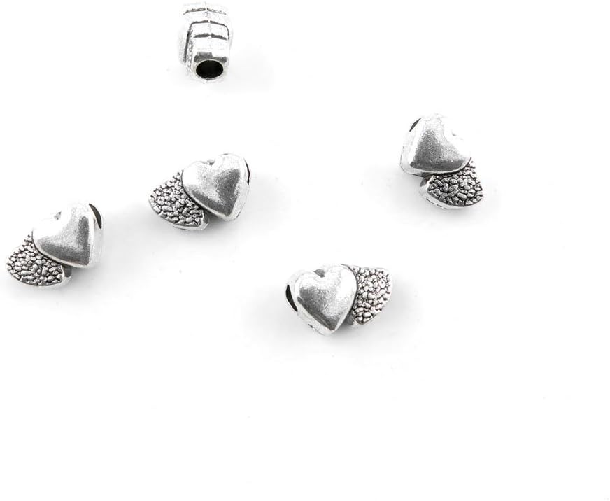780 Pieces Antique Silver Tone Jewelry Making Charms Findings Fashion Wholesale Supplies Pendant Lots Bulk Supply C4KA1I Heart Loose Beads
