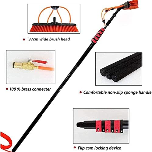 Glass Cleaning Brush Home Water Fed Telescopic Pole Kit Solar Panel Brush Rotating for Photovoltaic Panel，Water Fed Pole Kit 3.6-11M Window Cleaning Pole Window Cleaning Brush Equipment Wind
