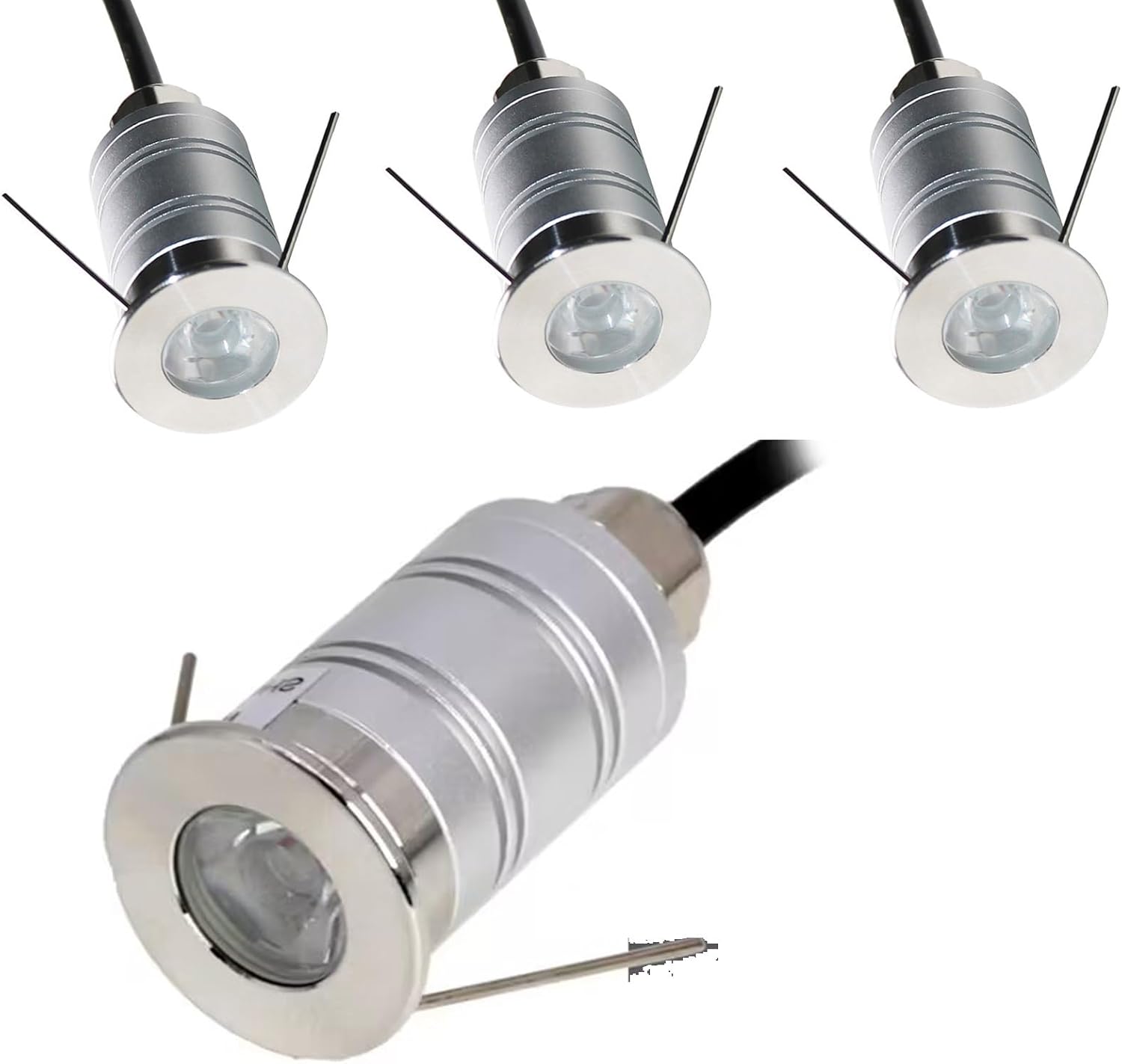 LED In-Ground Well Light - Mini 15° Narrow Beam Angle Spotlight, 1W LED Chip, 12V-24V DC, IP67 Waterproof Underground Outdoor Landscape Lighting, for Garden, Pool, Fountain(4pcs Cool White 6000k)