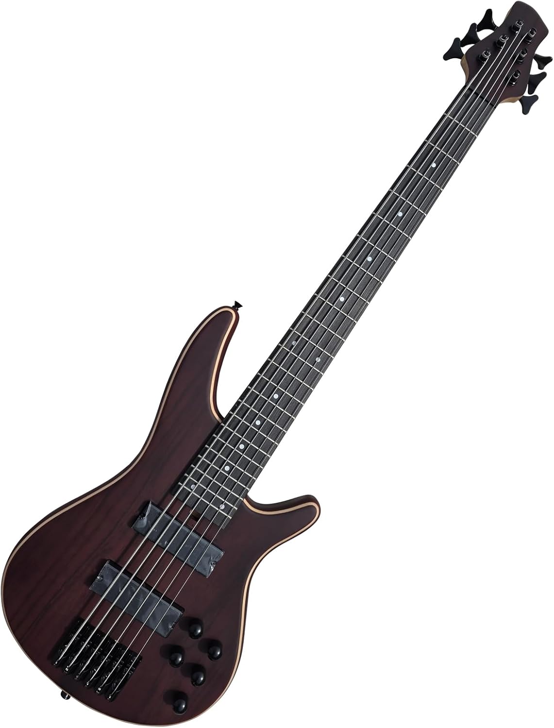 6 String Electric Bass Full Size 6 String Electric Bass Guitar, Electric Bass Guitar Electric Bass, Solid Mahogany Body with Rosewood+Maple Surface, Maple Neck, Rosewood Fingerboard (BLACK)
