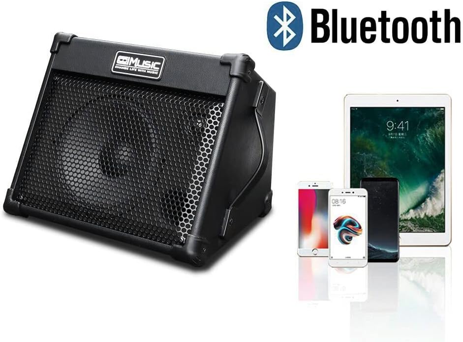 Coolmusic Portable Acoustic Guitar Amplifier, for Performers On The Go, Built-in Bluetooth (40W Battery-Powered)