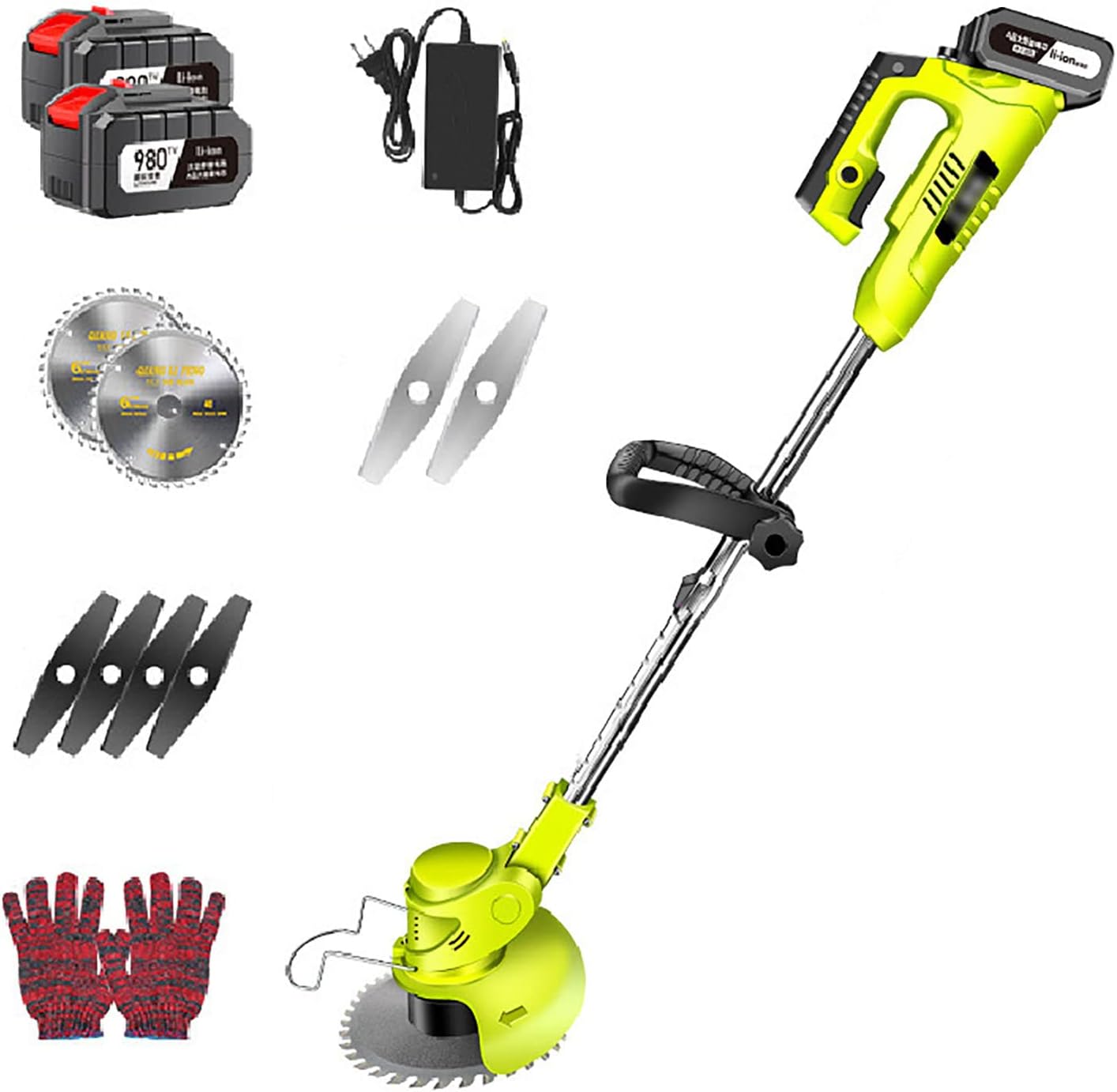 Cordless Lawn Mower, Rotatable Head Adjustable Telescopic Walk-Behind Lawn Mower 48V/21000mA Battery Rechargeable Lawn Mower Suitable for Lawn Garden