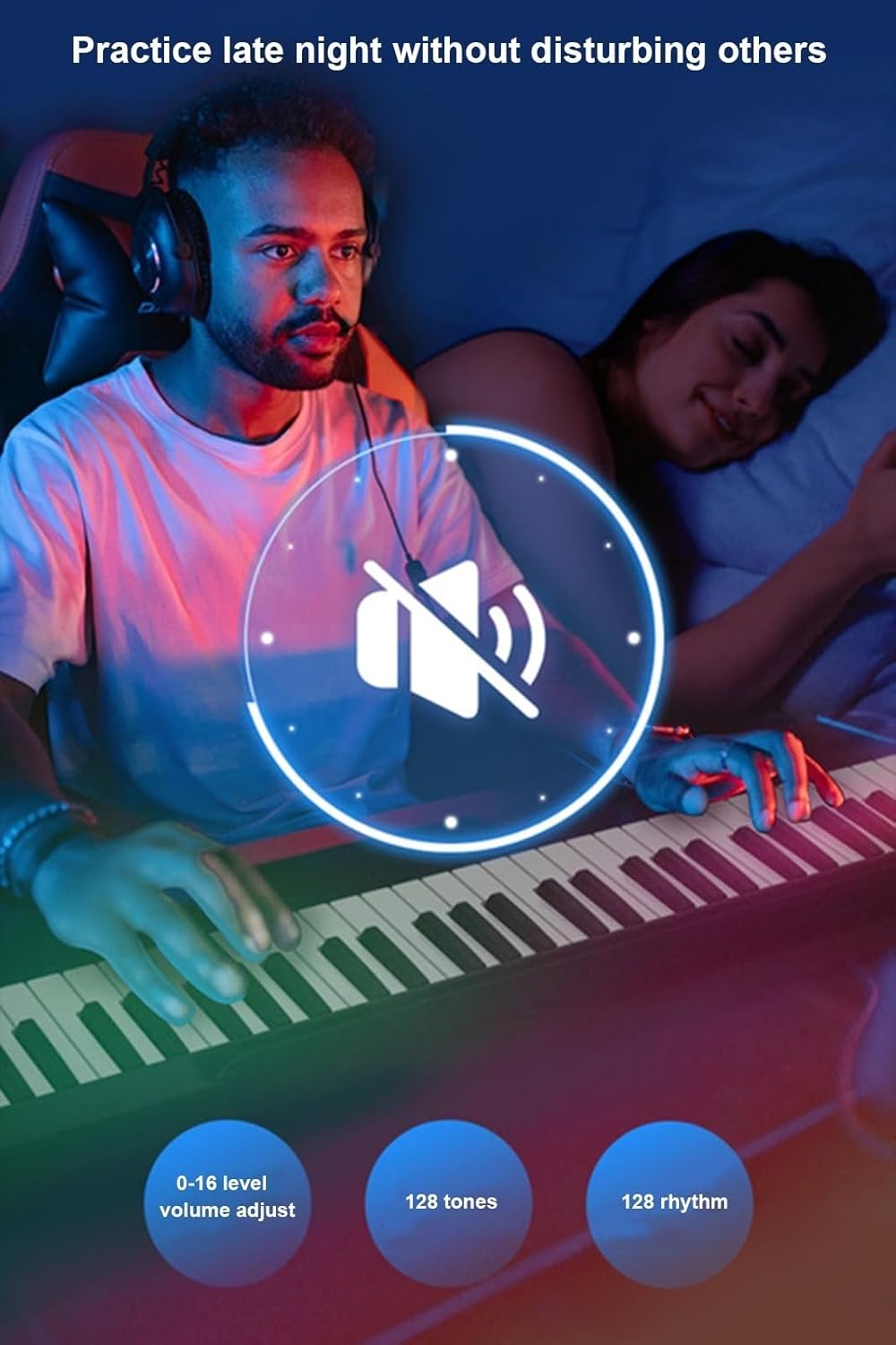 88 Keyboard Rechargeable Keyboard With Bluetooth MIDI Foldable Digital Piano Portable Full Size Touch-Sensitive Electric Piano Built-in Dual Speakers For Beginners