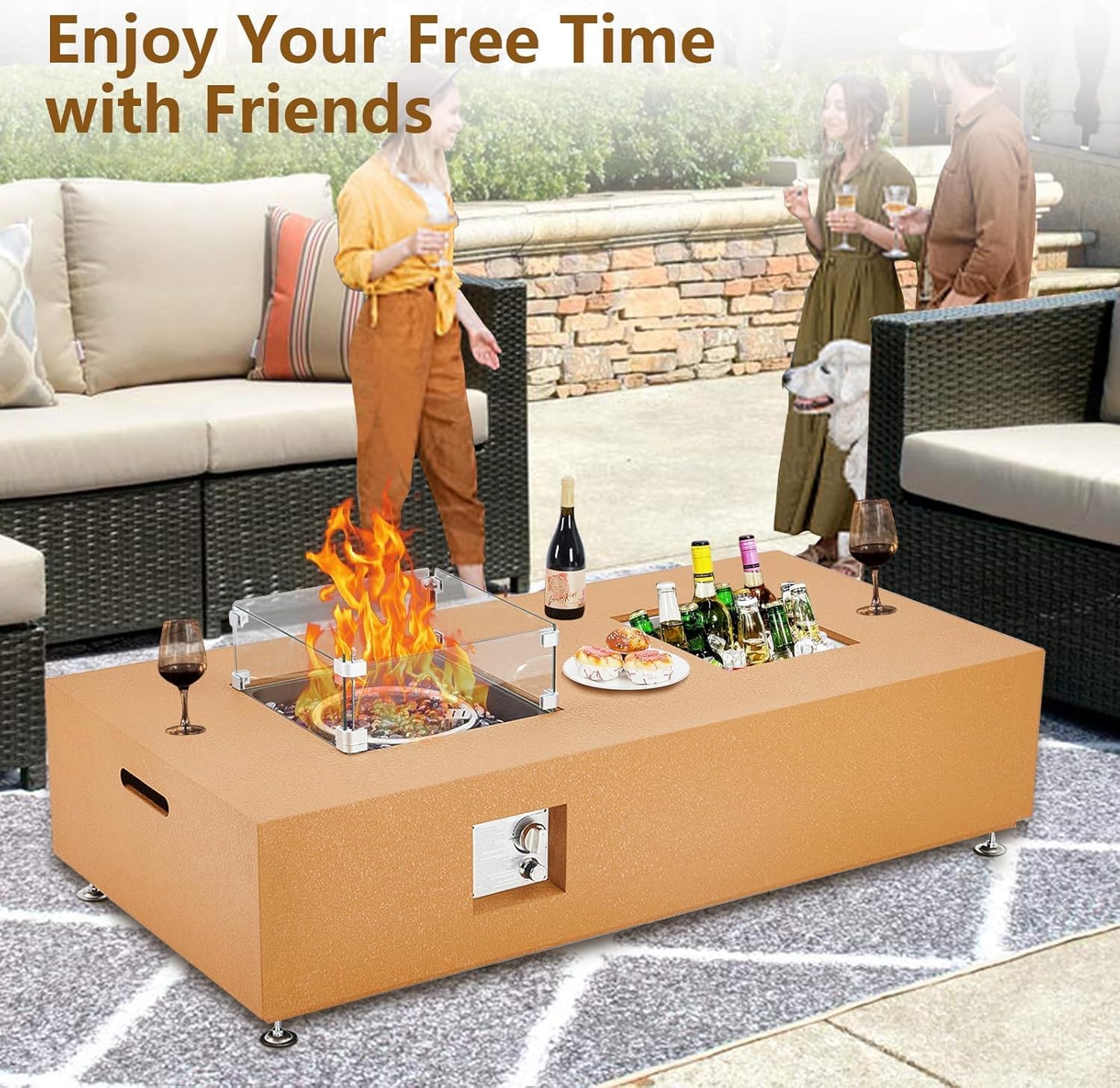 2-in-1 Outdoor Fire Table & Dining Table | 5,000 BTU 56