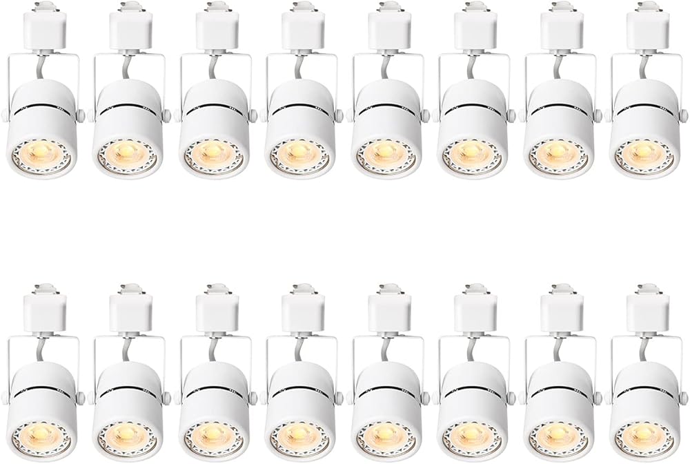 10W H Track Lighting Heads,Dimmable LED Track Light Heads for Accent Retail Artwork,3000K Warm White, Linear Track Light H Type - 120V 24°Angle Halo Type 16Pack (White)