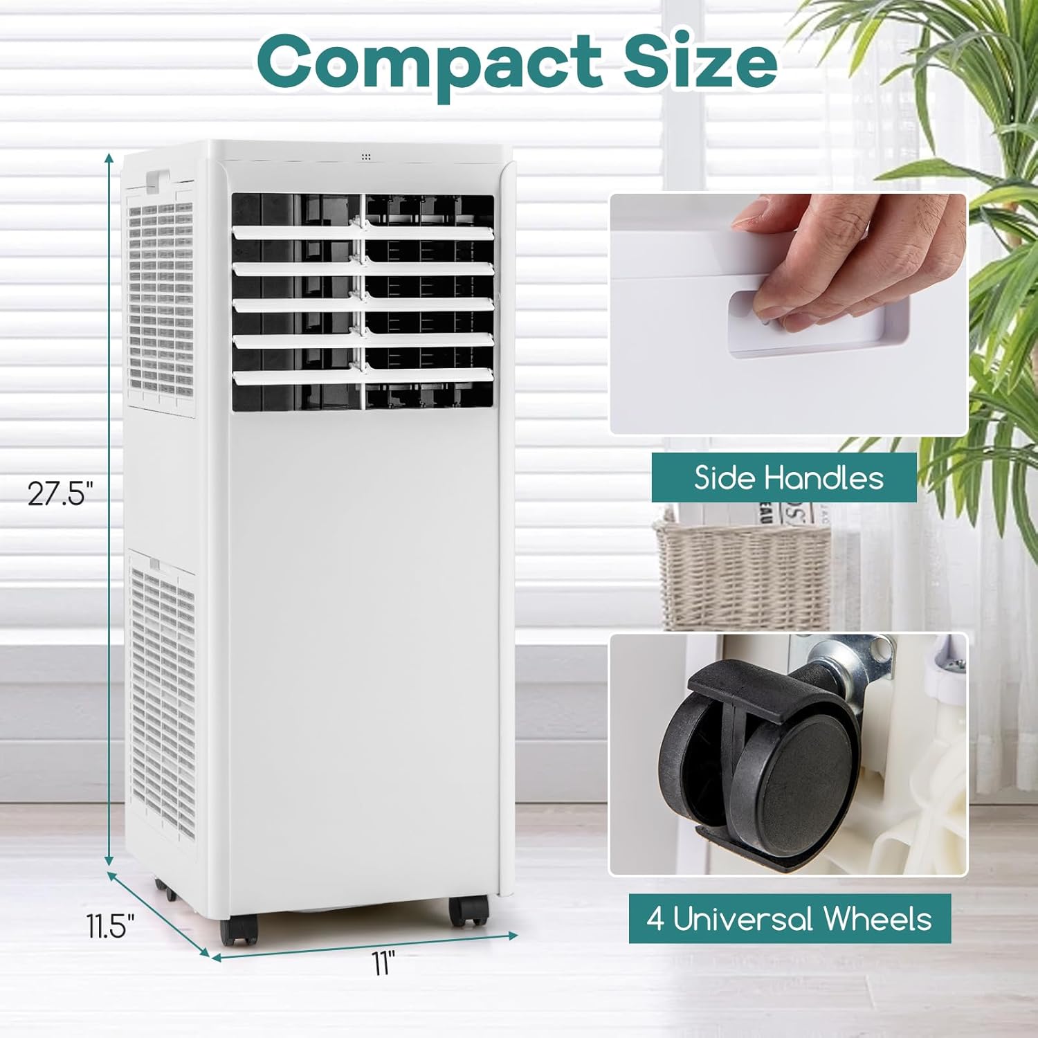 DORTALA Portable Air Conditioners, 8000 BTU Portable AC Unit with Cool, Fan & Dehumidifier, Quiet Air Conditioner with Remote, 24H Timer, Sleep Mode & Installation Kit for Rooms up to 250 Sq. Ft