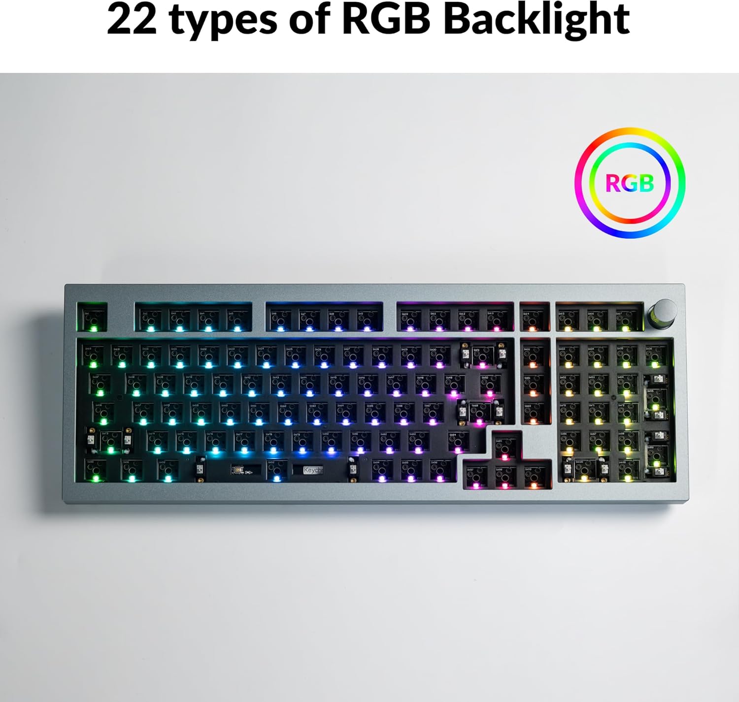 Keychron Q5 Pro Custom Wireless QMK/VIA Mechanical Keyboard Barebone, 96% Layout with Programmable Knob Double-Gasket Design, Hot-Swappable RGB Backlit Compatible with Mac Windows Linux - Gray