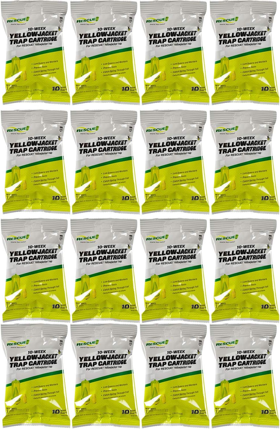 RESCUE! Yellowjacket Attractant Cartridge (10 Week Supply) – for RESCUE! Reusable Yellowjacket Traps - (16 Pack)